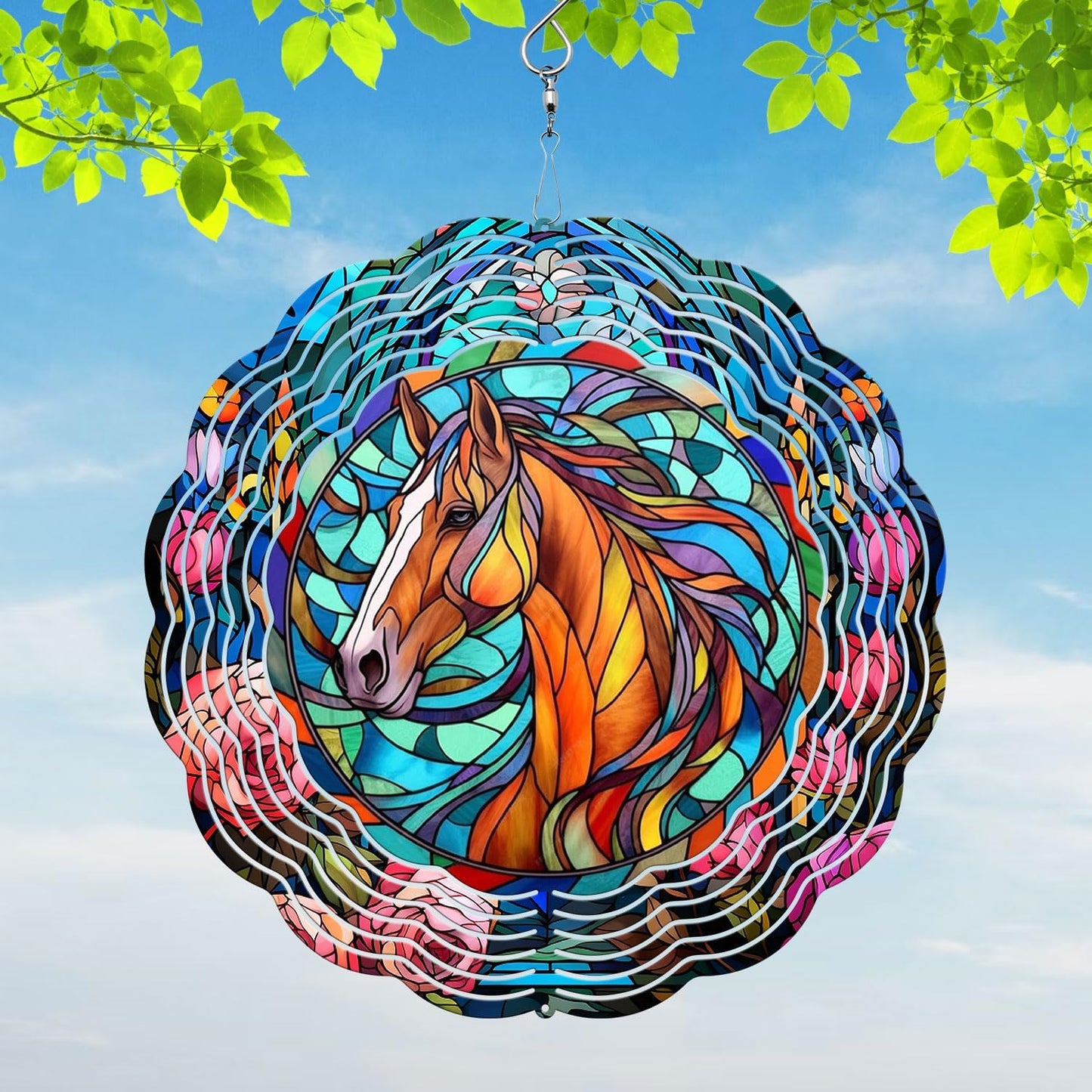 Horse Yard and Garden Wind Spinner, Unique 3D Hanging Horse Wind Spinner