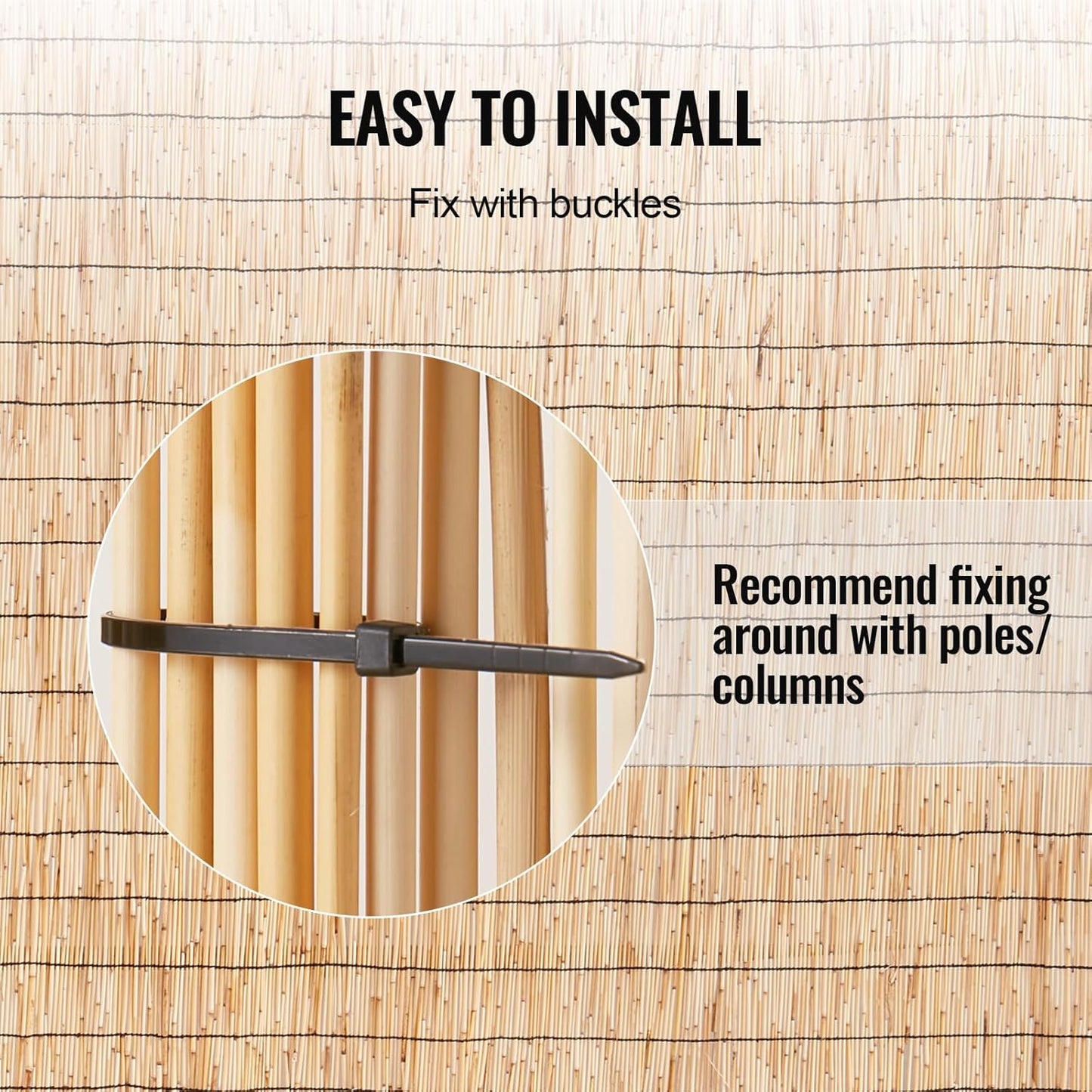 VEVOR Natural Reed Fencing, 5.5 ft x 16.4 ft, Reed Screen Curtain Balcony Fence Roll for Outdoor Backyard Patio, Decorative Fence for Backyard Garden Fencing Divider, Privacy Screen Panel Curtain