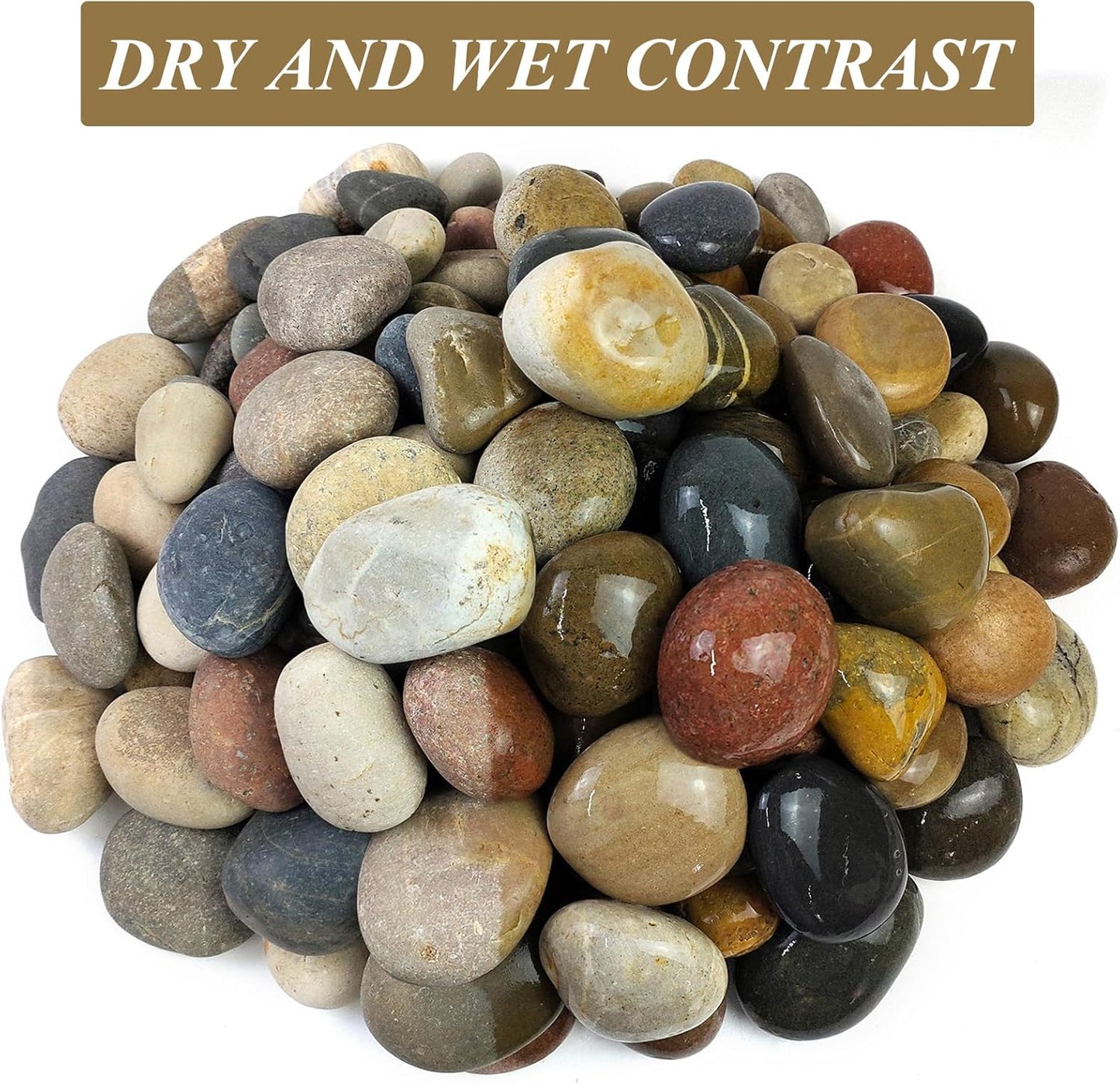 10 Pounds Large River Rocks, 3-4 Inch Natural Pebbles for Landscaping, Garden, Aquarium, Backyard and Indoor Water Fountains