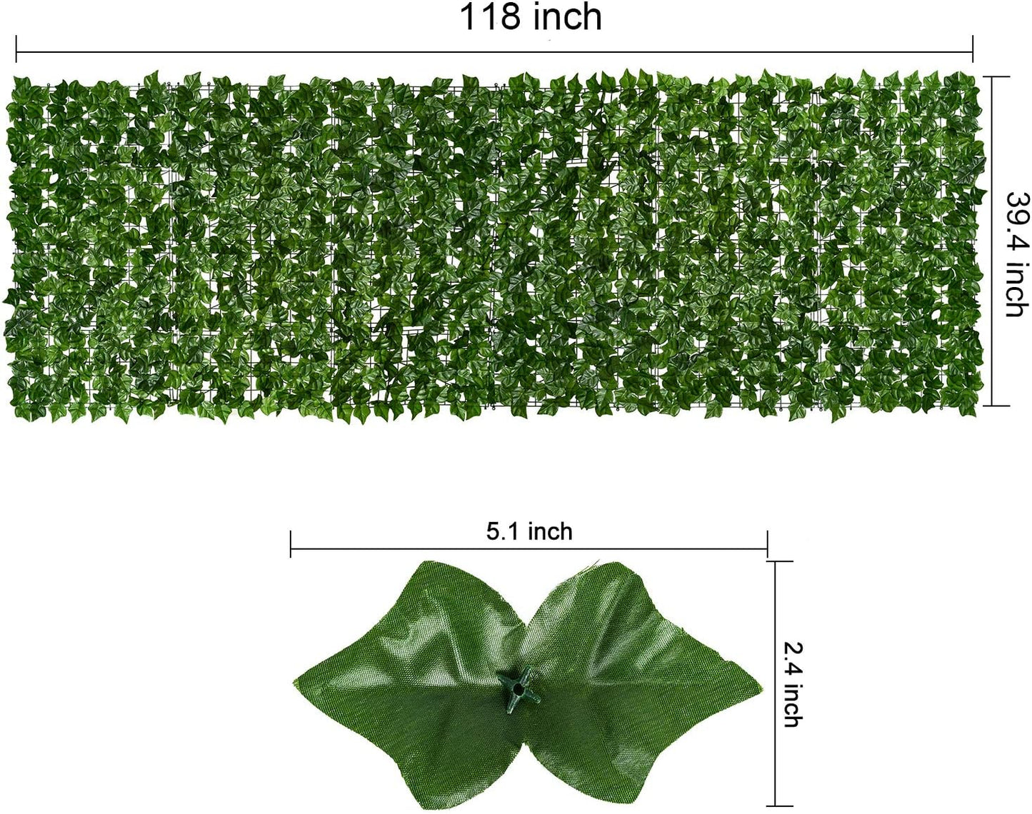 DearHouse 118x39.4in Artificial Ivy Privacy Fence Wall Screen, Artificial Hedges Fence and Faux Ivy Vine Leaf Decoration for Outdoor Garden Decor