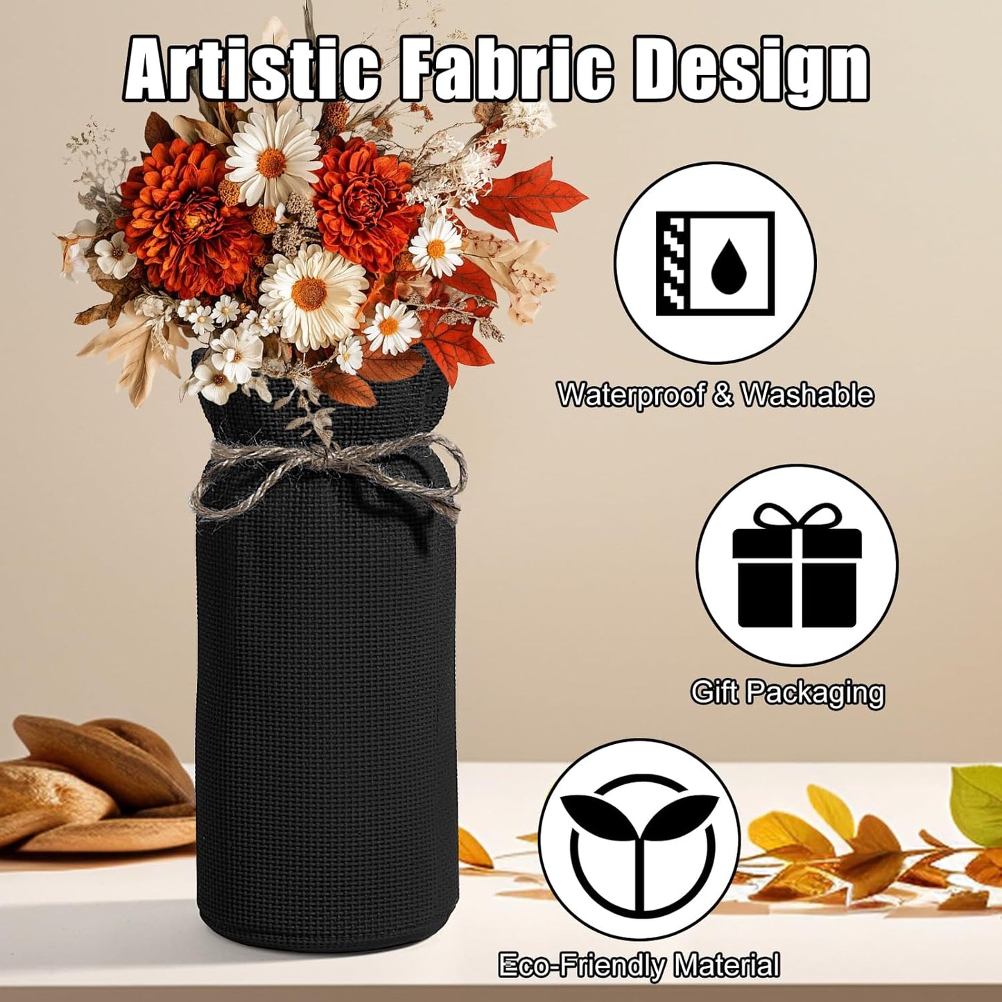 Fall Decor Vase for Flowers Fall Centerpieces for Tables Vases Home Decor Vintage Flower Vase Dining Table Centerpiece Decor(Black)