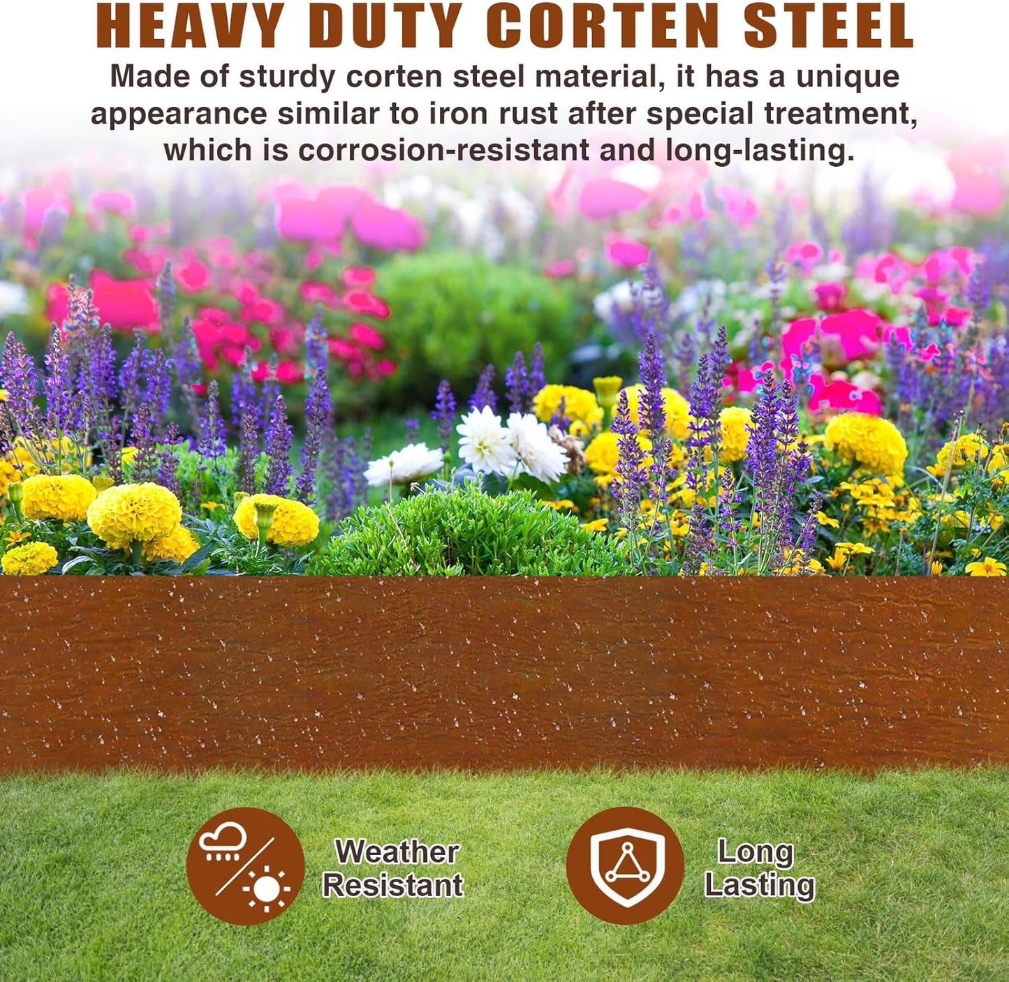 10 Inch Corten Steel Landscape Edging, 6 Pack Metal Landscape Edging, Landscape Edging with 7 Clips and Gloves for Lawn, Pathway, Yard (Rust-Colored)