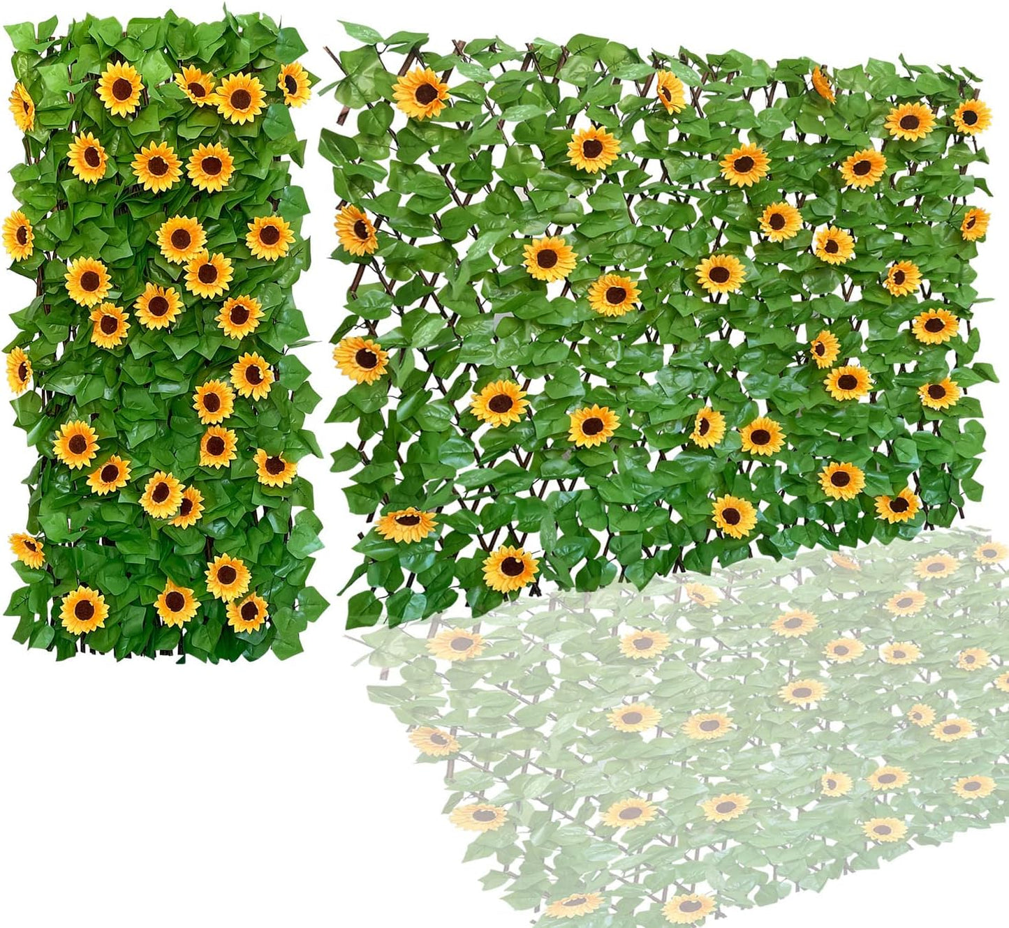 Expandable Fence Privacy Screen for Balcony Patio Outdoor,Decorative Faux Ivy Fencing Panel,Artificial Hedges (Single Sided Leaves)