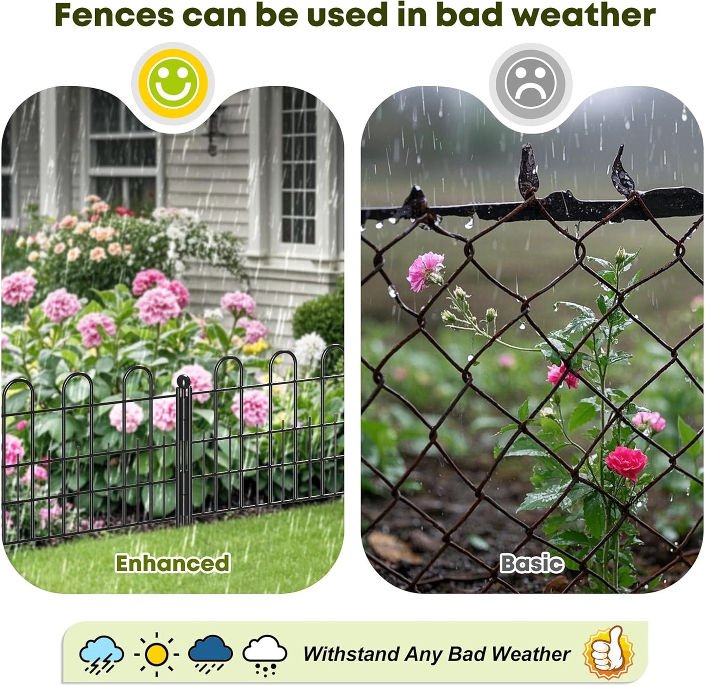 10 Panels Garden Fence with Latch Gate, 11.81in (H) X 16.42ft(L) Animal Barrier Fence with 1in Gaps for Rabits, Dog Fencing Outdoor for Yard, Flower Beds, Patios, Vegetable Patches