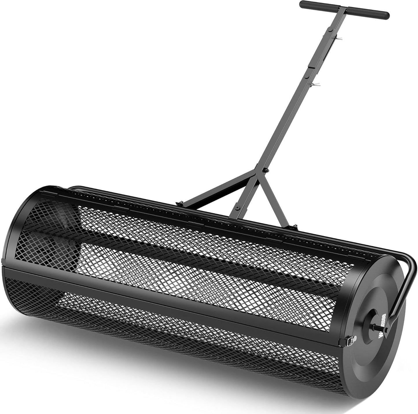 Walensee 44 Inch Compost Spreader Peat Moss Spreader with Side-Latch Design, Upgraded Large-Capacity Metal Mesh Roller for Lawn and Garden Care, Durable Manure Spreader for Seeding and Fertilizing