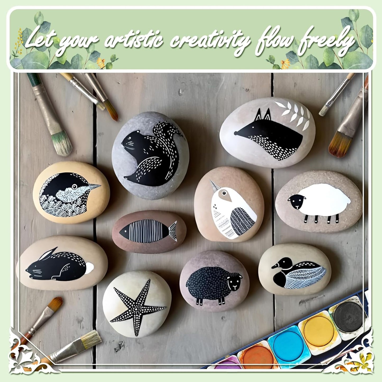 11LB Stones Pebbles River Rocks, 100% Natural Hand-Picked Premium Decorative Pebbles, Ideal for Garden Landscaping, Home Decor, Aquariums, Painting, Crafting and Gifts, Green