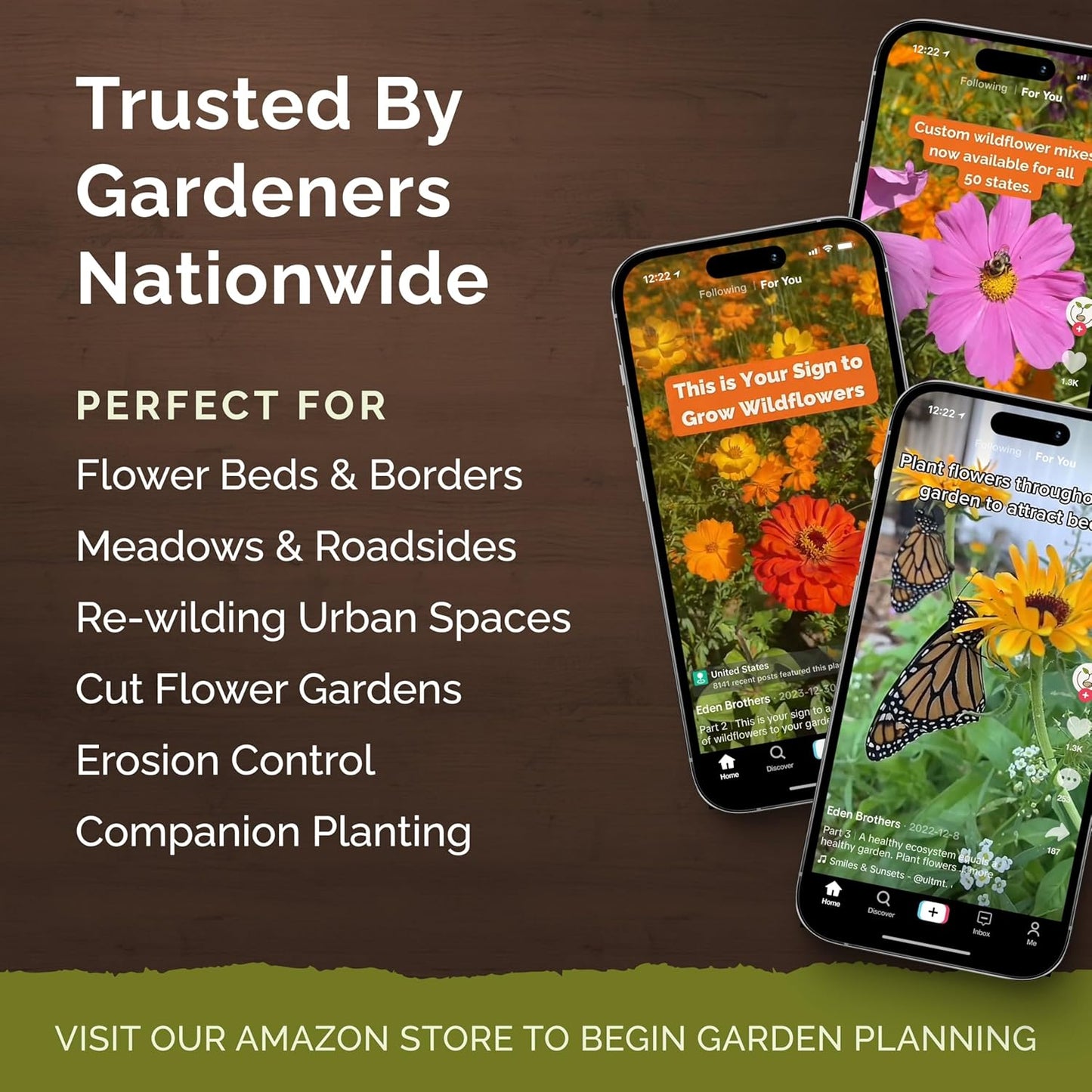 Eden Brothers All Perennial Wildflower Mixed Seeds for Planting, 25 lb, 12,000,000+ Seeds with Lupine, Shasta Daisy | Attracts Pollinators, Plant in Spring or Fall, Zones 3, 4, 5, 6, 7, 8, 9, 10