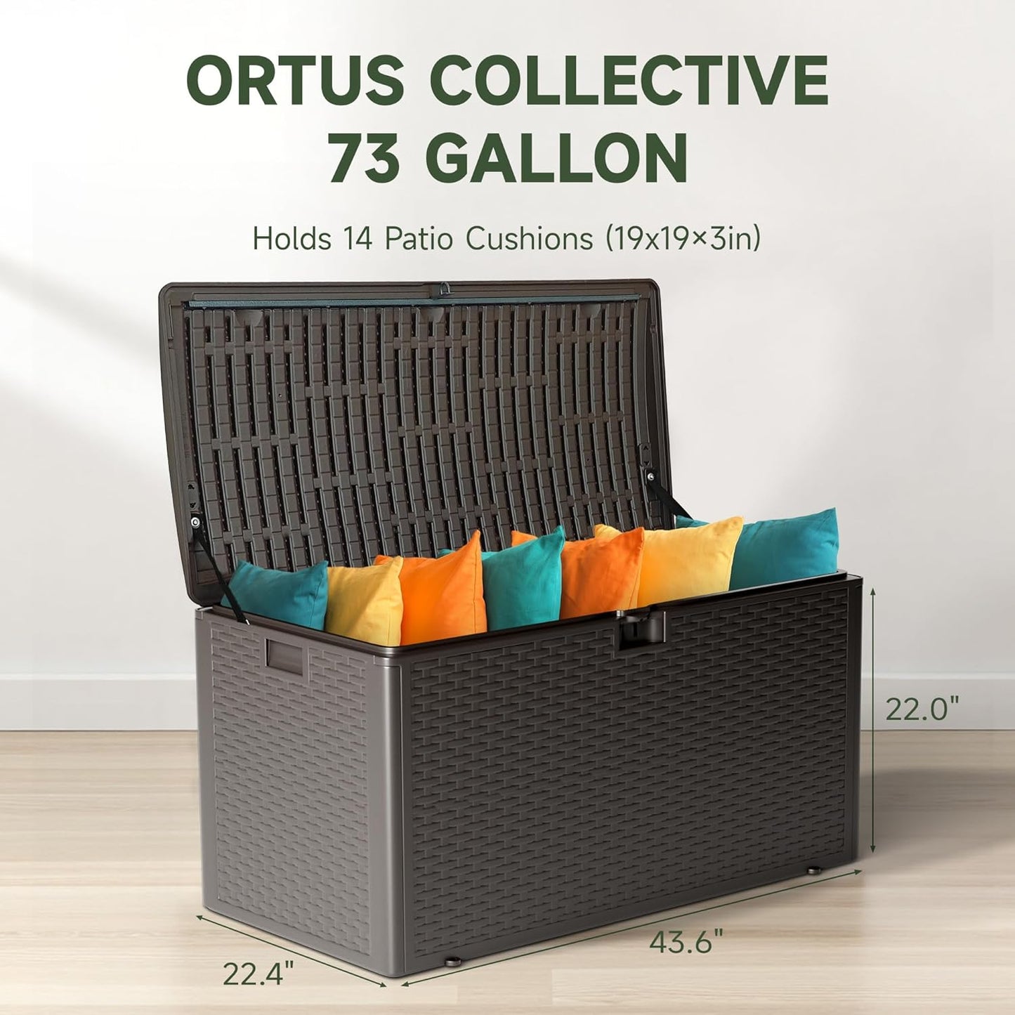 73 Gallon Resin Deck Box, Double Layer Waterproof & Outdoor Indoor Lockable Storage Box for Patio Furniture Cushions Garden Tools (Brown)