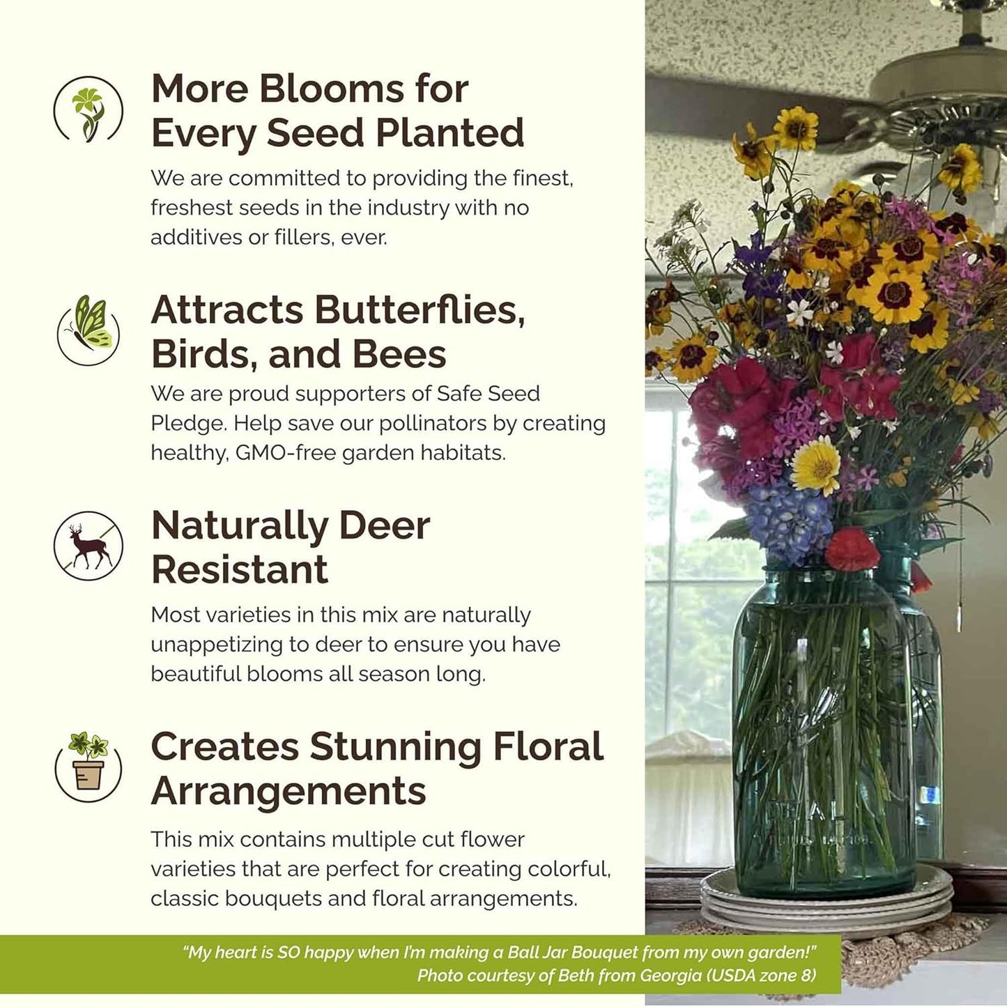 Eden Brothers Burst of Bloom Wildflower Mixed Seeds for Planting, 10 lb, 4,800,000+ Seeds with Cosmos, Black Eyed Susan | Attracts Pollinators, Plant in Spring or Fall, Zones 3, 4, 5, 6, 7, 8, 9, 10