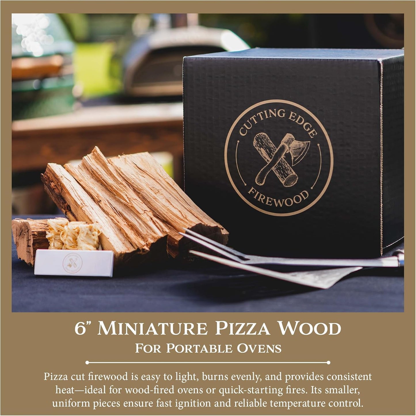 Cutting Edge Firewood 6 Inch Mini Pizza Oven Wood - Ultra Kiln Dried Premium Oak Cooking Wood for Portable Pizza Ovens - Miniature Logs - 50 Pound Box
