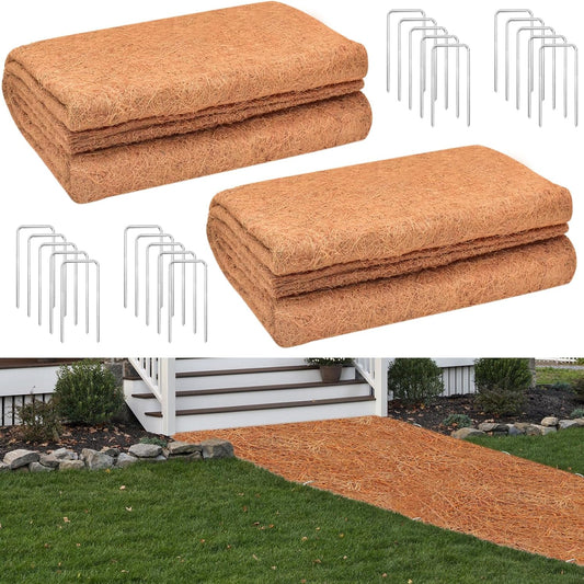 ZeeDix 2 Pack 31 x 80 x 0.28inches Thickened No-Slip Ice and Snow Carpet Mats- Natural Coconut Fiber Carpet for Garden, Front Door, Stairs, Porch Outdoor Safer Walking