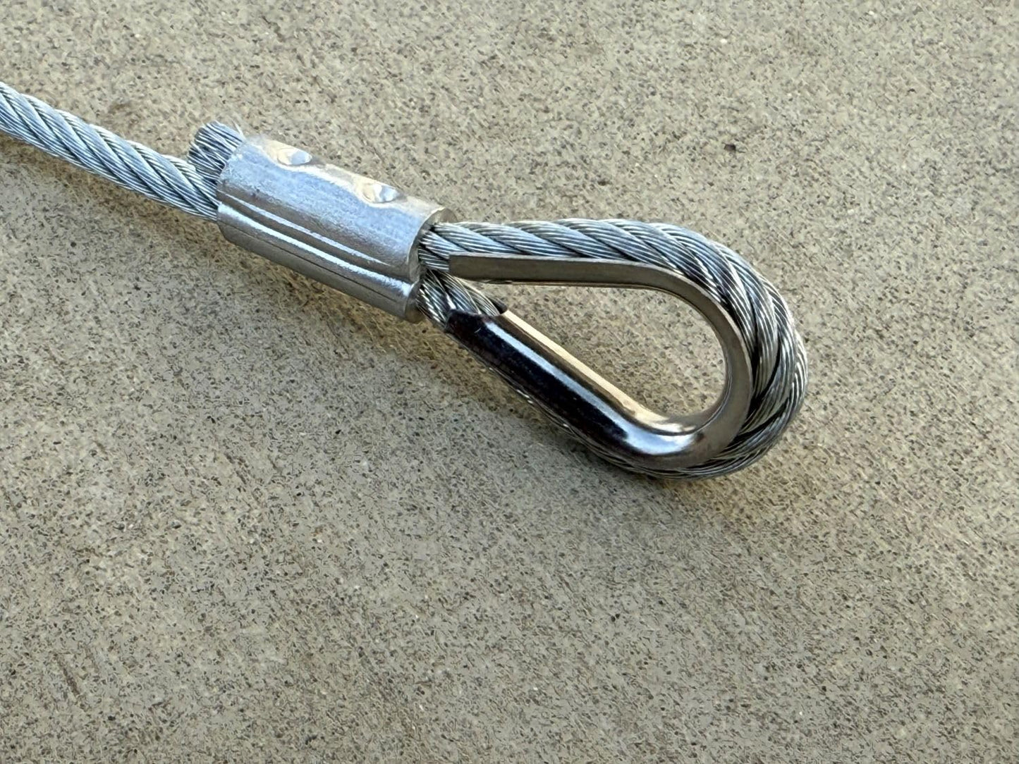 Sandbaggy 3/16" x 50 ft Galvanized Braided Steel Cable w/Looped End (7x19 Wire Rope) (1, Silver, 3/16" x 50 ft)