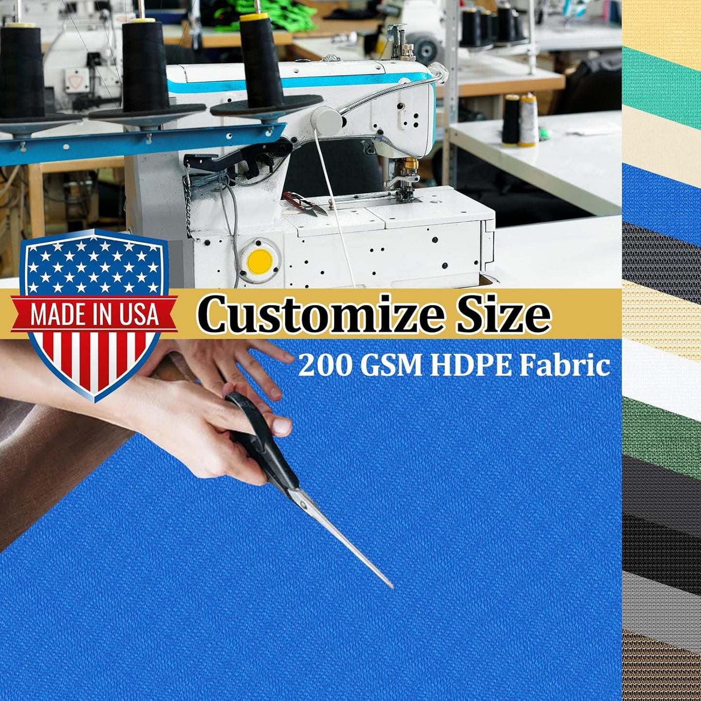 Shade&Beyond Customized Size 90% Sun Shade Cloth with Grommets, 8' X 11' Pergola Shade Cover Canopy, Mesh Tarp Sun Screens for Patio, Outdoor, Garden, Backyard GN01, Blue