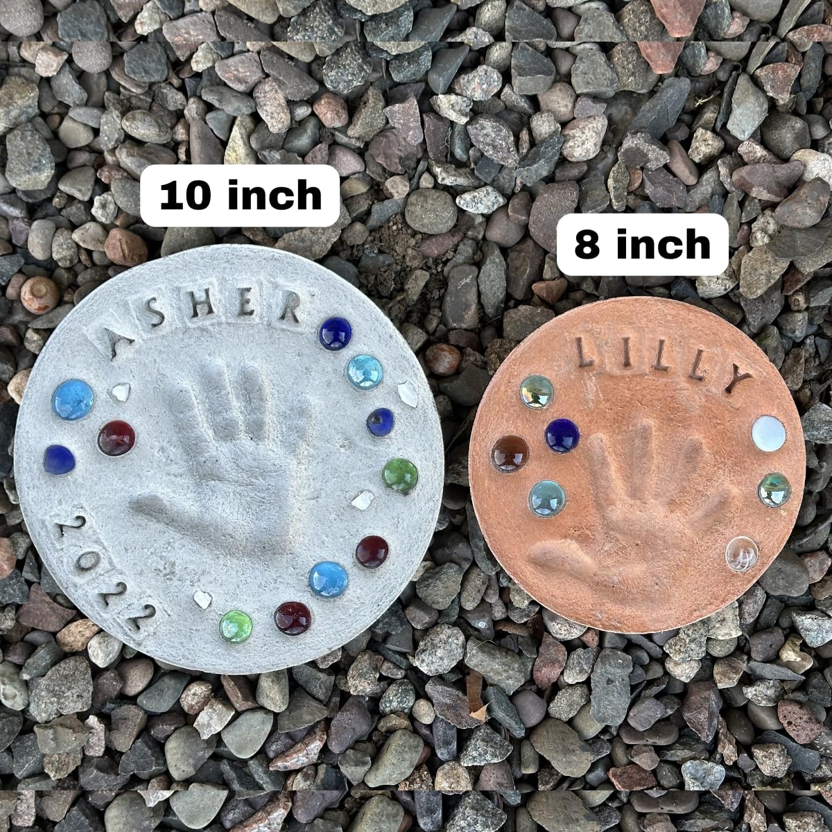 DIY Stepping Stone Kit with Color Pigment, Handprint Stepping Stone, Mother's Day Gift, Footprint Stepping Stone (8 Inch, Orange)