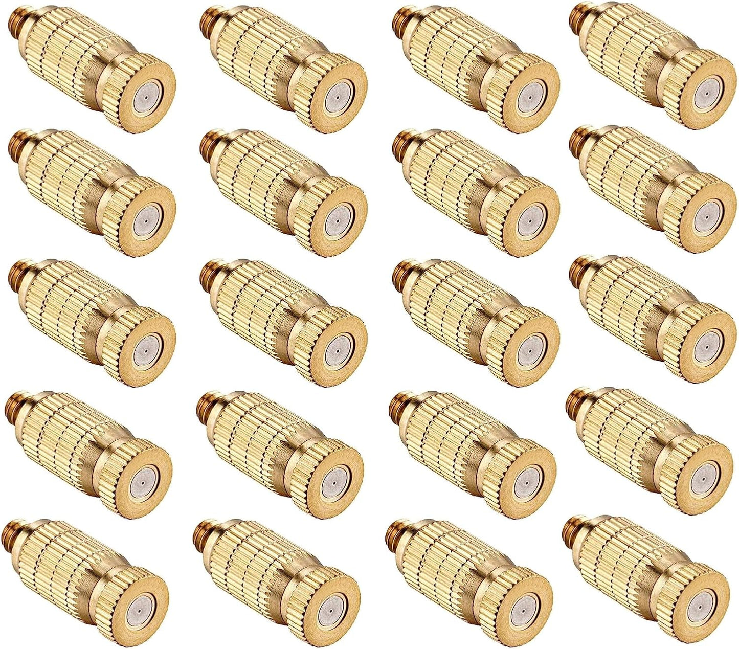 20pcs High Pressure Atomizer Nozzle Brass Misting Nozzles for Outdoor Cooling System, Landscaping, Greenhouse Irrigation, Air Humidification, Anti-Drip Fogging Spray Head(0.02"/0.5mm)