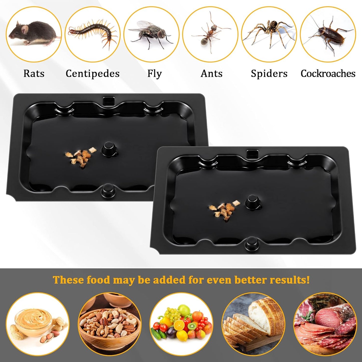 Qualirey 24 Pack Mouse and Insect Glue Traps, Strong Sticky Mice Traps Indoor for Home, Pre Scented Rodent Pads with Non Toxic Glue for House Garage, Ready to Use, Safe to Children and Pets (Black)
