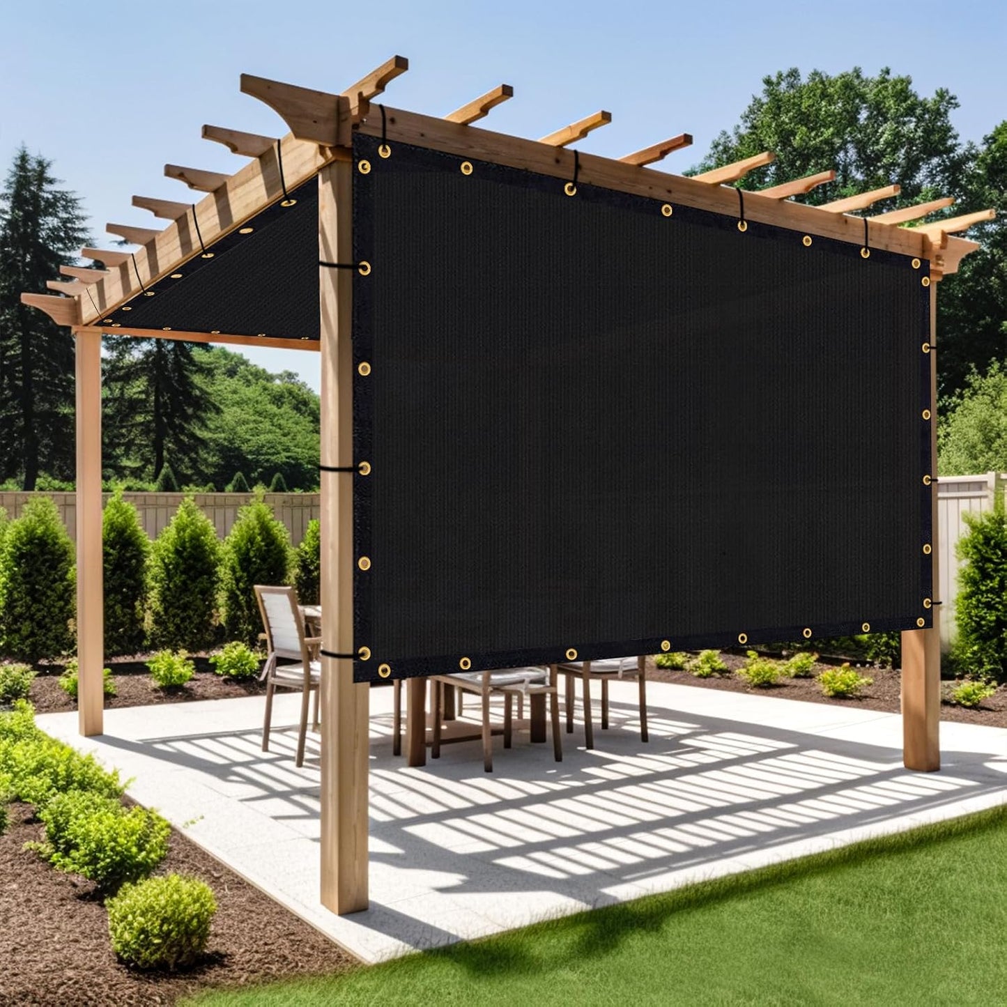 Shade&Beyond Customized Size 12' X 24' Shade Cloth with Grommets, 90% UV Protection UV Protection Mesh Tarp Sun Screens for Patio GN01, Black