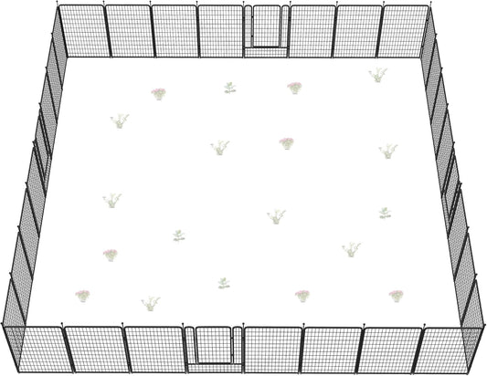 FXW Garden Fence Outdoor for The Yard – 50in(H) x 83.5ft(L) Heavy Duty Metal Animal Barrier for Dog and Rabbit, Decorative Dog Fence, 32 Panels, Black