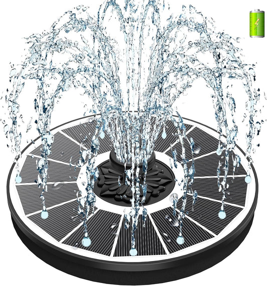 SZMP Solar Fountain, 3.5W Glass Panel, 2000mAh Battery, 4 Fixed Pipes, 7 Nozzles, White Solar Panel, for Garden Décor Bird Bath Swimming Pool