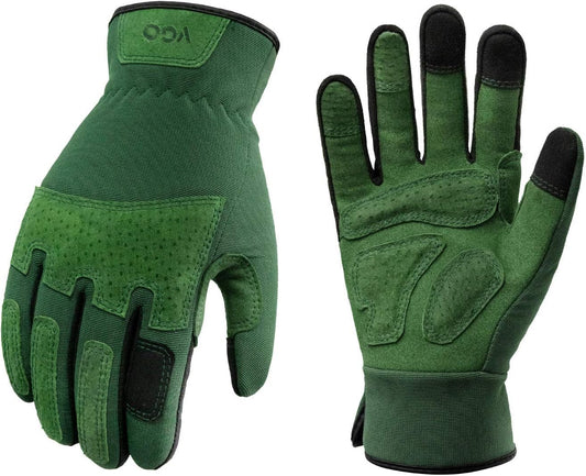 Vgo... 1-Pair Ladies' Synthetic Leather Gardening Gloves, Puncture-proof, Thornproof, Durability & Anti-shock Work Gloves, Touchscreen (Size S, Green, SL7471)