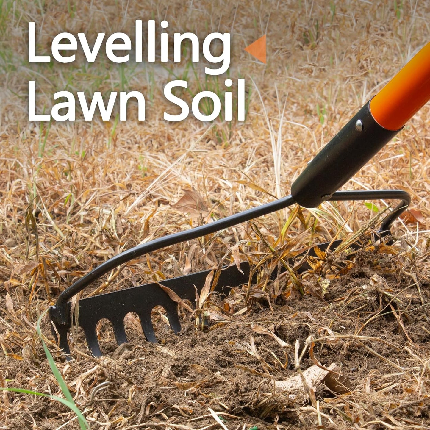 Garden Rake - 14 Tine Heavy Duty Rake with 58 Inch Fiberglass Handle