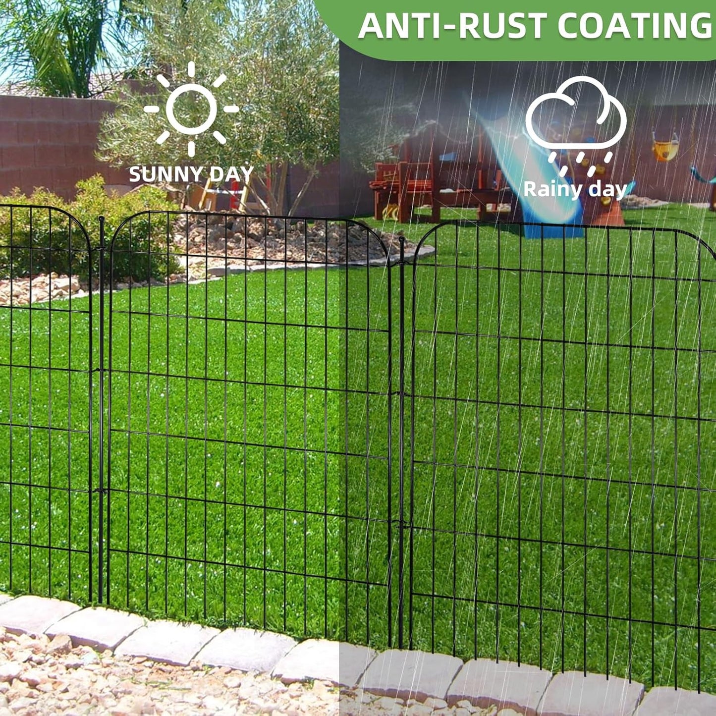 Decorative Garden Fence, 5 Panels 40 in(H) X 11.8 ft(L) Rustproof Metal Wire No Dig Dog Fence Outdoor for Yard, Temporary Tall Garden Fence Animal Barrier Decor for Yard & Patio
