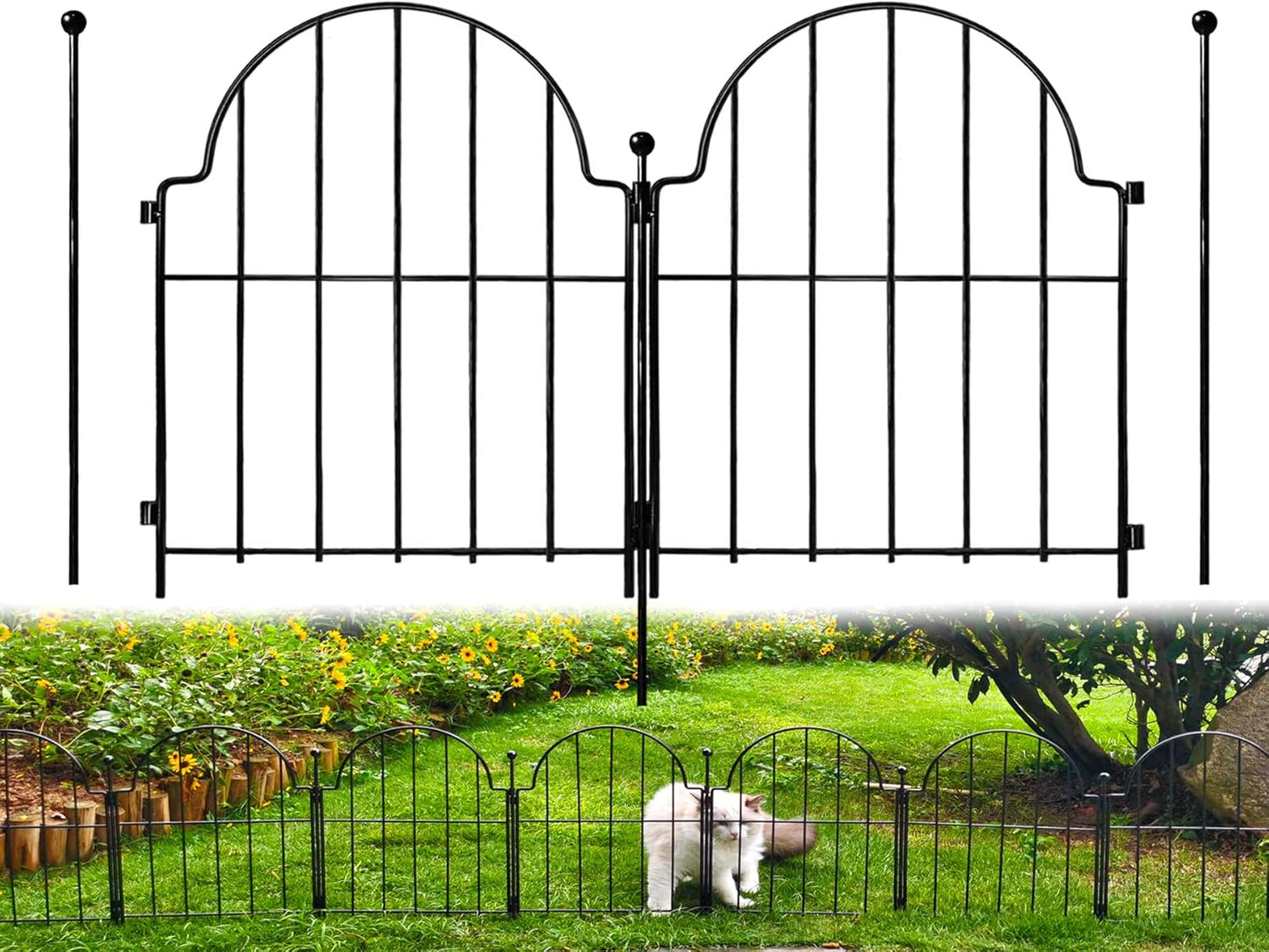 Garden Fence, 22 in(H) x 21 ft(L) Arched Rustproof Metal No Dig Fence Garden Fence Border, Ground Stake Animal Barrier Fence for Rabbit Dog, Outdoor Landscape Decor for Yard & Patio,19 Pack