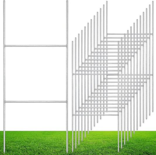 12 Pcs H Stakes for Yard Signs 16.5'' x 7'' Heavy Duty Metal H Frame Wire Stakes Weatherproof Metal Holder for 4mm 5mm Corrugated Signs Guidepost Yard Halloween Decoration
