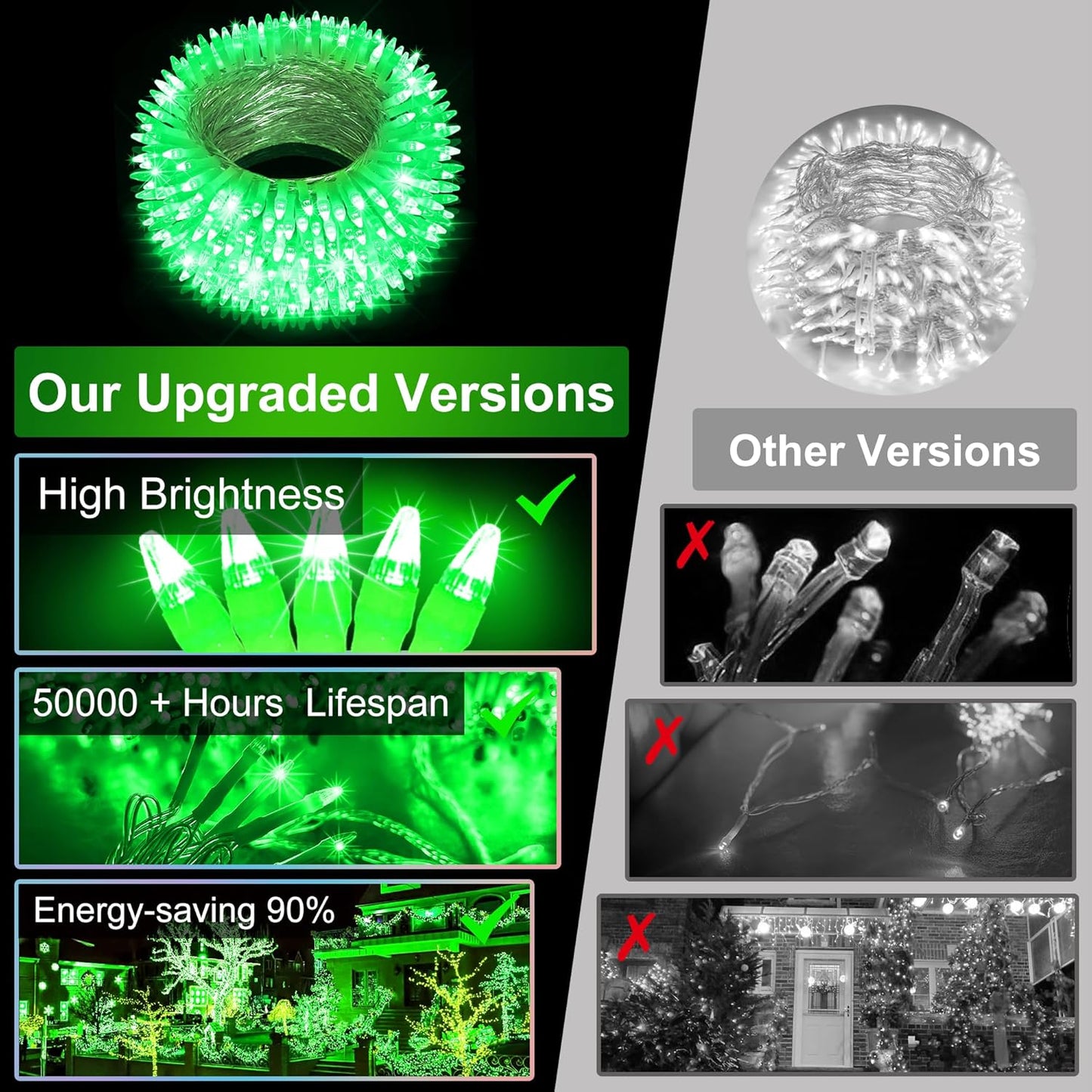 750LED Christmas Lights Outdoor Use, 240ft 12 Modes Green LED String Lights with Timer Dimmable, Waterproof Christmas Tree Lights for Xmas Patio Yard Fence Balcony Garden Party Decor Green