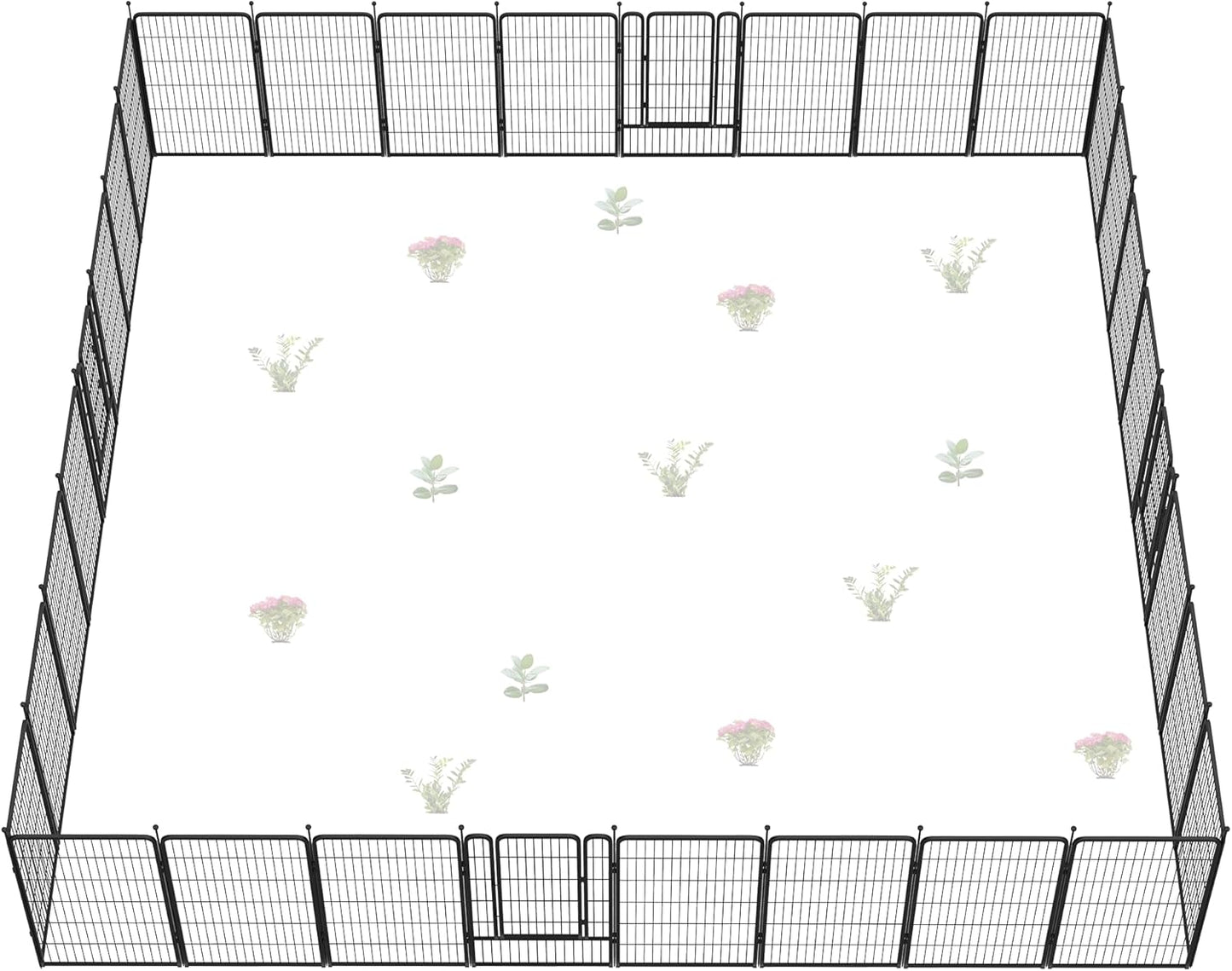 FXW Garden Fence Outdoor for The Yard – 45in(H) x 71.3ft(L) Heavy Duty Metal Animal Barrier for Dog and Rabbit, Decorative Dog Fence, 32 Panels, Black