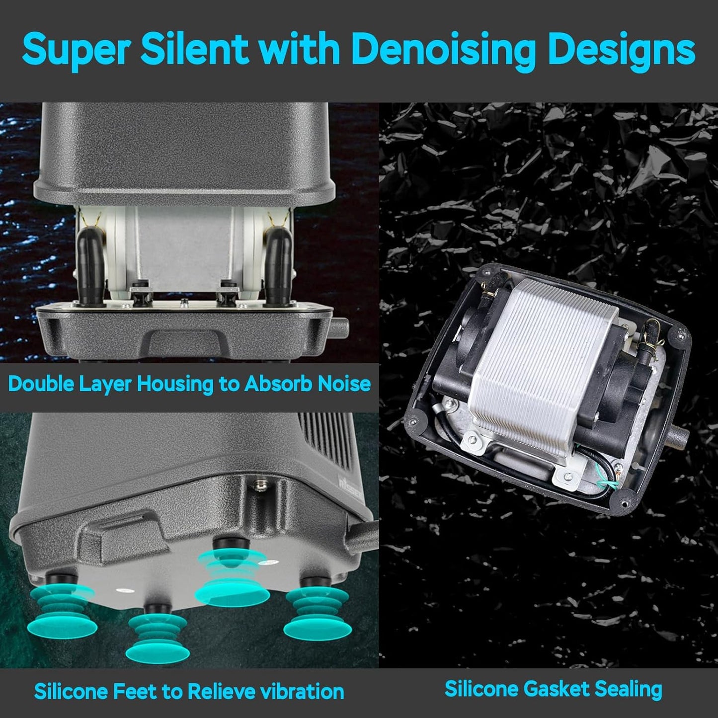 AquaMiracle Linear Air Pump, 635/950/1600/4000GPH Pond Bubbler Septic Air Pump, Energy-Efficient Pond Aerator for Outdoor Ponds, Aquariums, Hydroponics, Waste Treatment