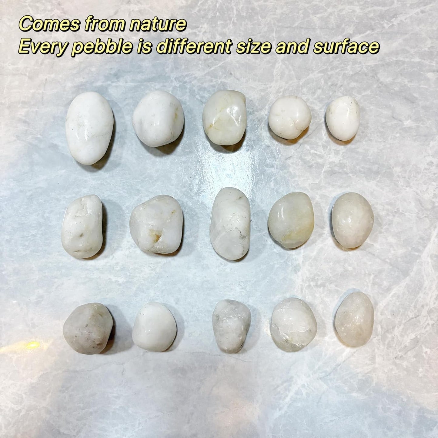 40lbs River Rocks, 1-2Inch Decorative Ornamental Natural Pebbles for Garden Couryard Landscaping Stones, Gravel Filler for Fish Tank,Vases,Home Decor,Aquariums,Animal Habitat, White