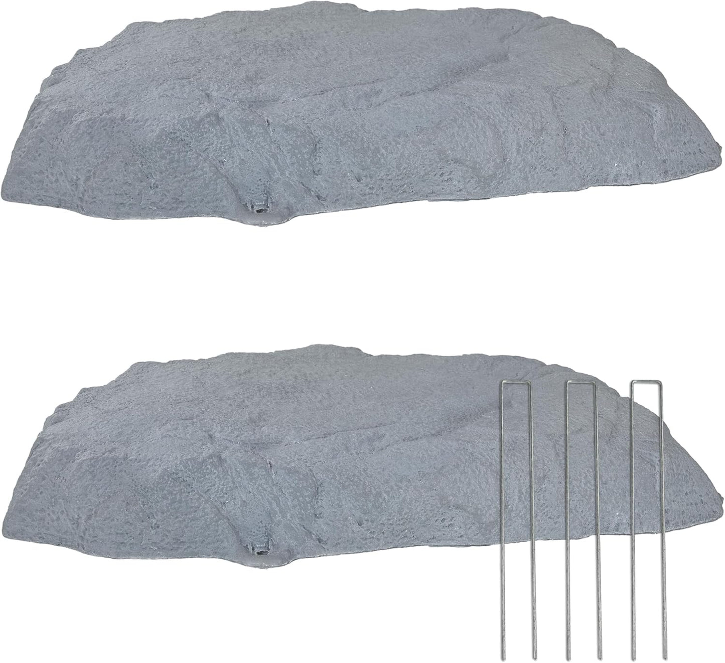 Sunnydaze 3.5” H Polyresin Faux Landscape Rock Cover - Lightweight Fake Rock Well Pump Cover for Outside - Gray - 2-Pack