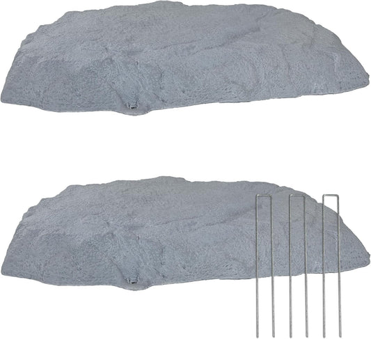Sunnydaze 3.5” H Polyresin Faux Landscape Rock Cover - Lightweight Fake Rock Well Pump Cover for Outside - Gray - 2-Pack