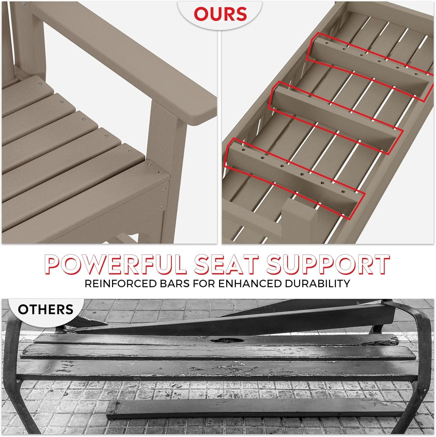 Garden Bench, Farmhouse Park Front Porch for Entryway Bench Outdoor Seating Low Bench Patio Bench Outside/Indoor, Weathered Wood