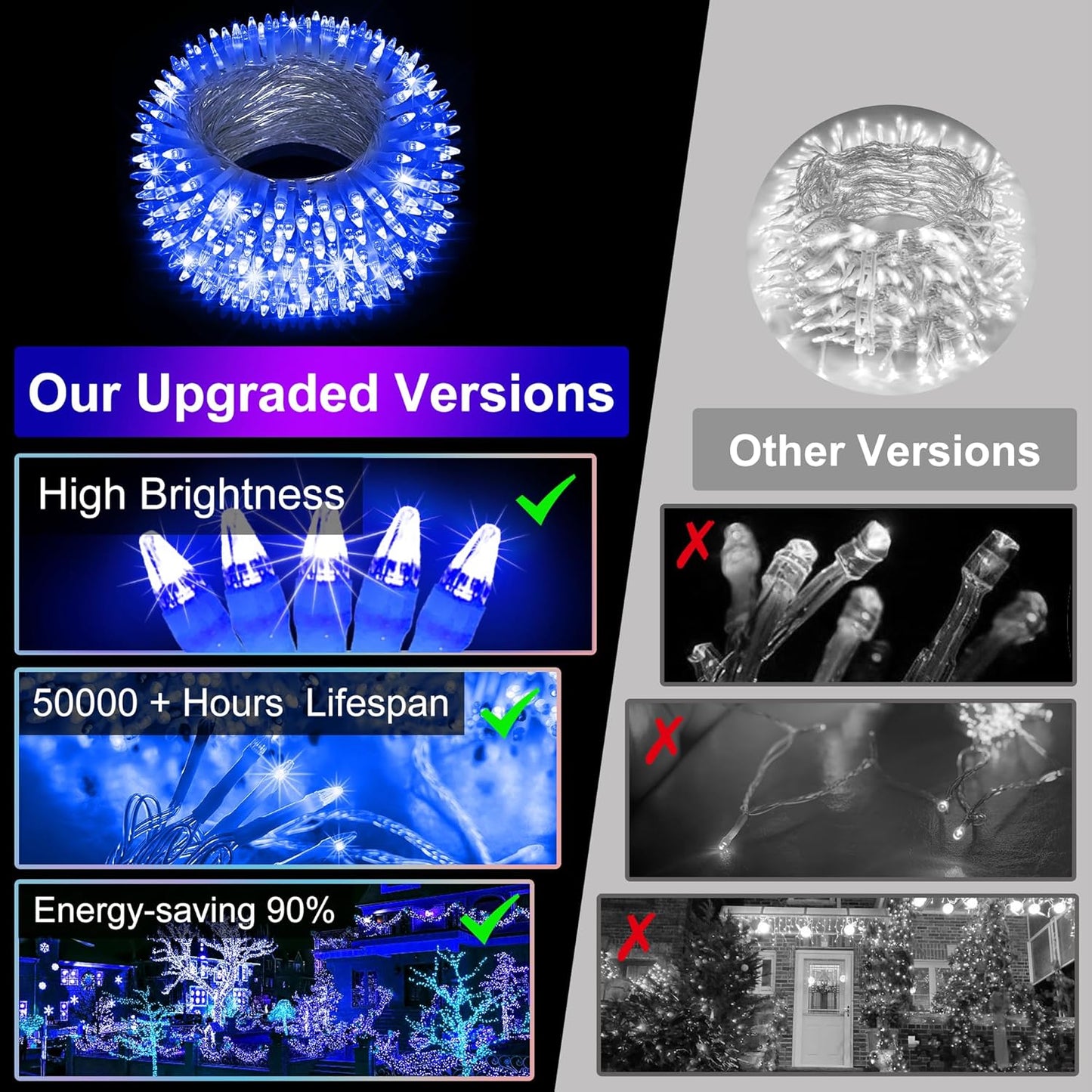 1500 LED Christmas Lights Outdoor Use, 492ft 8 Lighting Modes Fairy Lights for Outside, Christmas Tree Lights Outdoor IP44 Waterproof for Xmas Patio Yard Fence Deck Balcony Garden Decor Blue