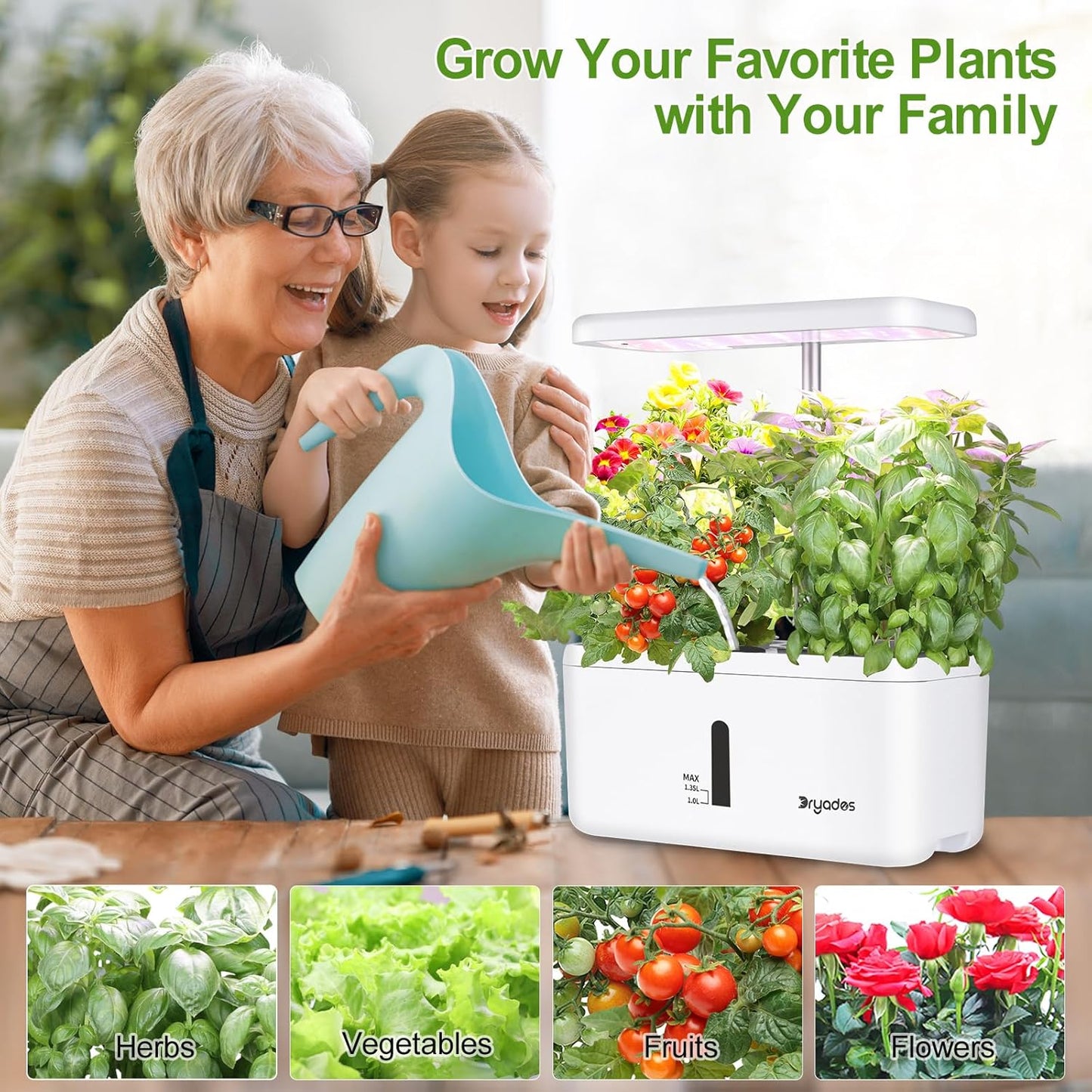 Indoor Garden System 19 Watt LED Growing Light Upgrade 2 Self-Watering Soil-Cultivated Growing Pots Gardening Gifts for Mom Plant Pot for Vegetables Herbs Tomato(No Seeds&Soil)