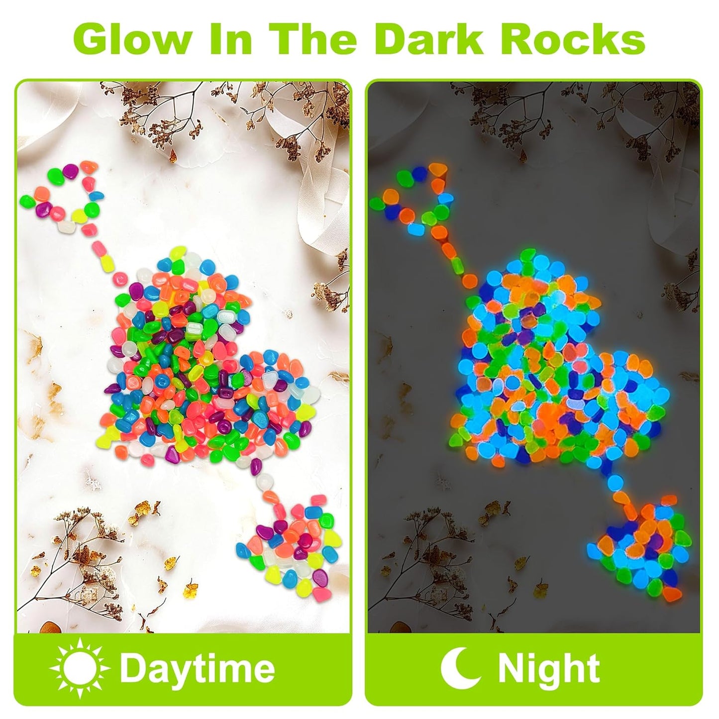 6000pcs 5-8mm Colorful Luminous Stones Glow in The Dark Garden Pebbles Stones Glow in The Dark Rocks Outdoor Glow Pebbles Aquarium Rocks for Garden Path Walkway Yard Fish Tank Plant Pots