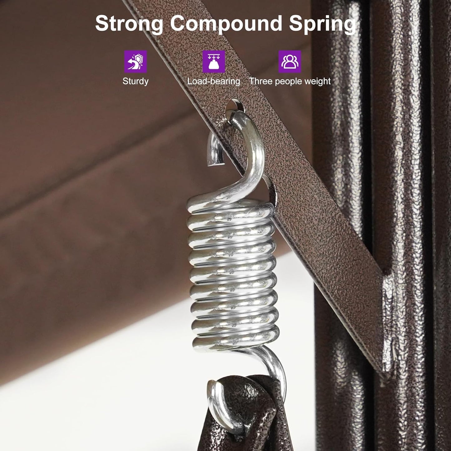 PURPLE LEAF 3-Seat Deluxe Outdoor Patio Porch Swing with Weather Resistant Steel Frame, Adjustable Tilt Canopy, Cushions and Pillow Included, Beige