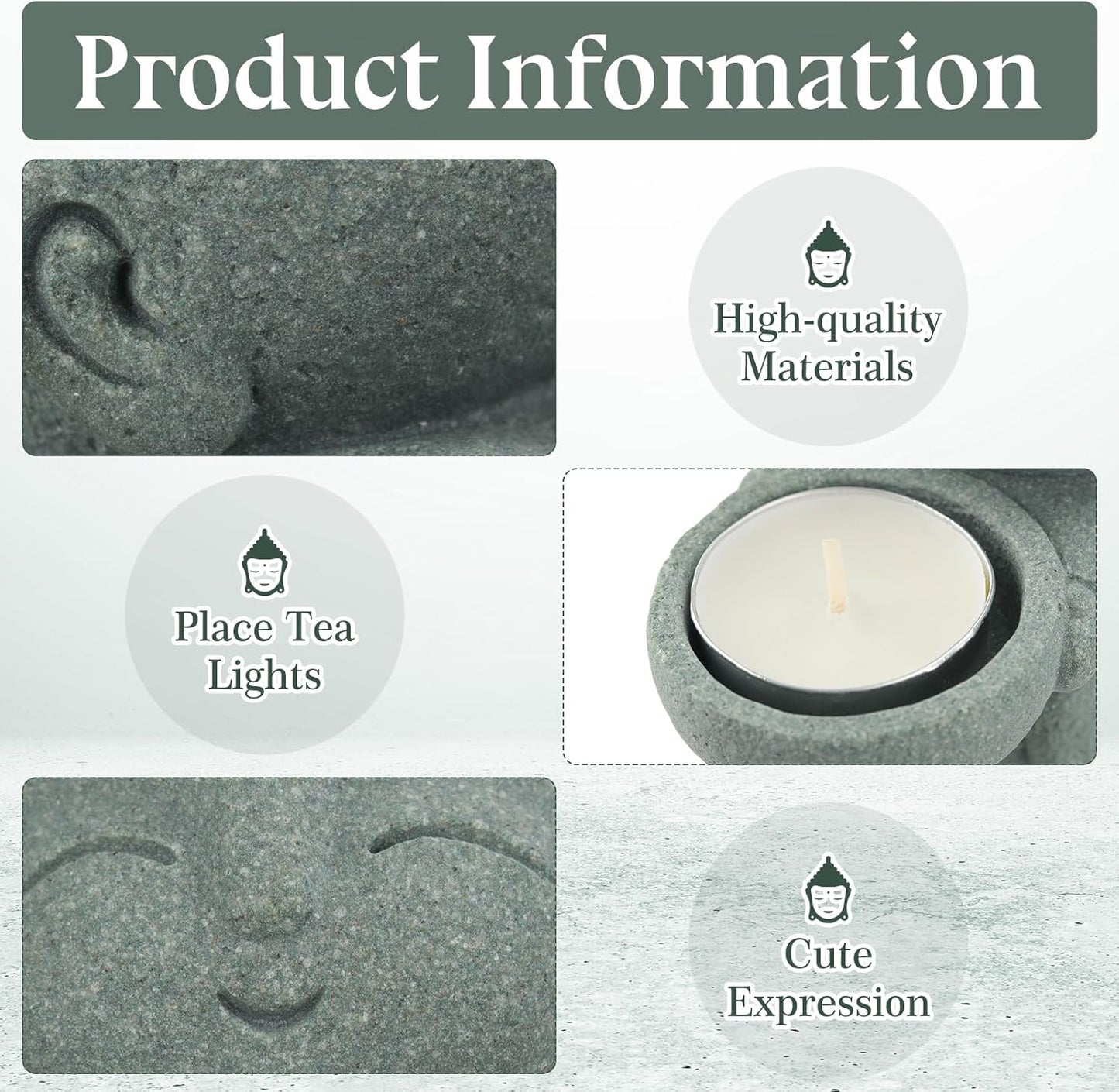 Buddha Sandstone Statues, Zen Monk Praying Statue Sculptures Ornament for Wealth Good Luck Feng Shui Decor Home Office Car Decoration(Jizo Monk)