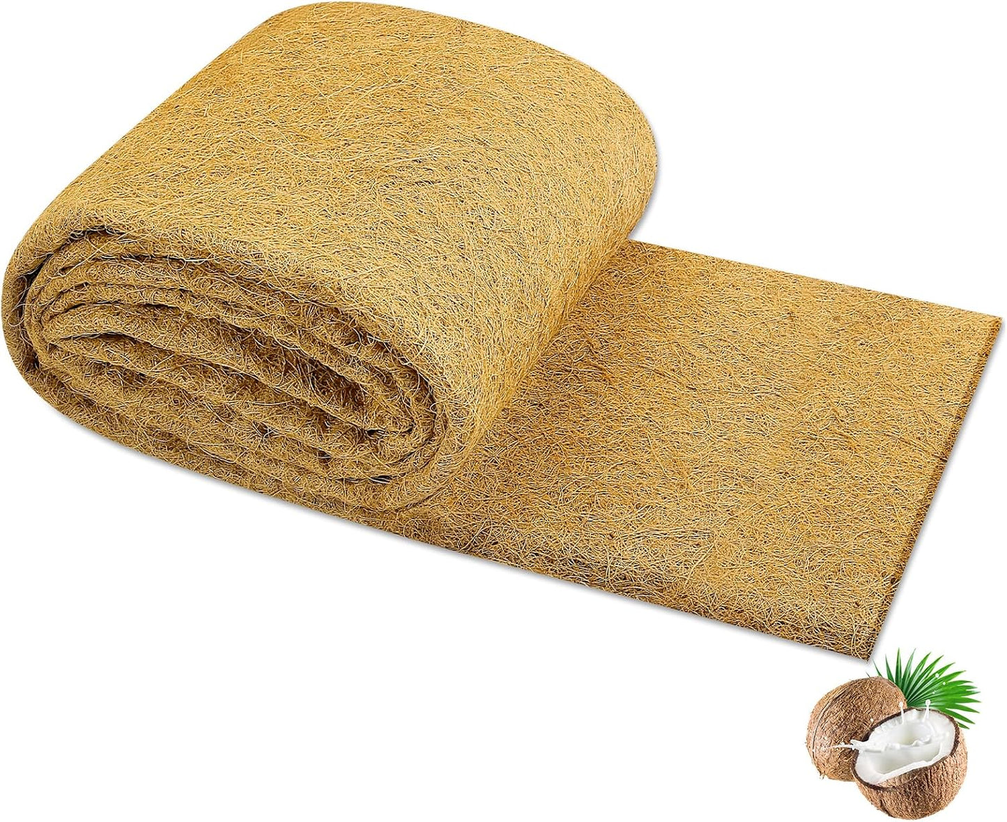 Coco Liner Roll 24x80 Inch, Natural Coconut Liners for Planter Flower Basket, Thick Coco Fiber Mat for Hanging Basket, Garden Decoration, Animal Pet Pads, Reptile Carpet