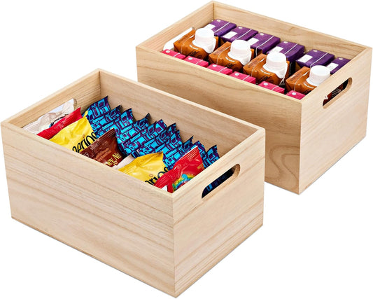 Sorbus Unfinished Wood Crates - Organizer Bins, Wooden Box for Pantry Organizer Storage, Closet, Arts & Crafts, Cabinet Organizers, Containers for Organizing (2 Pack)