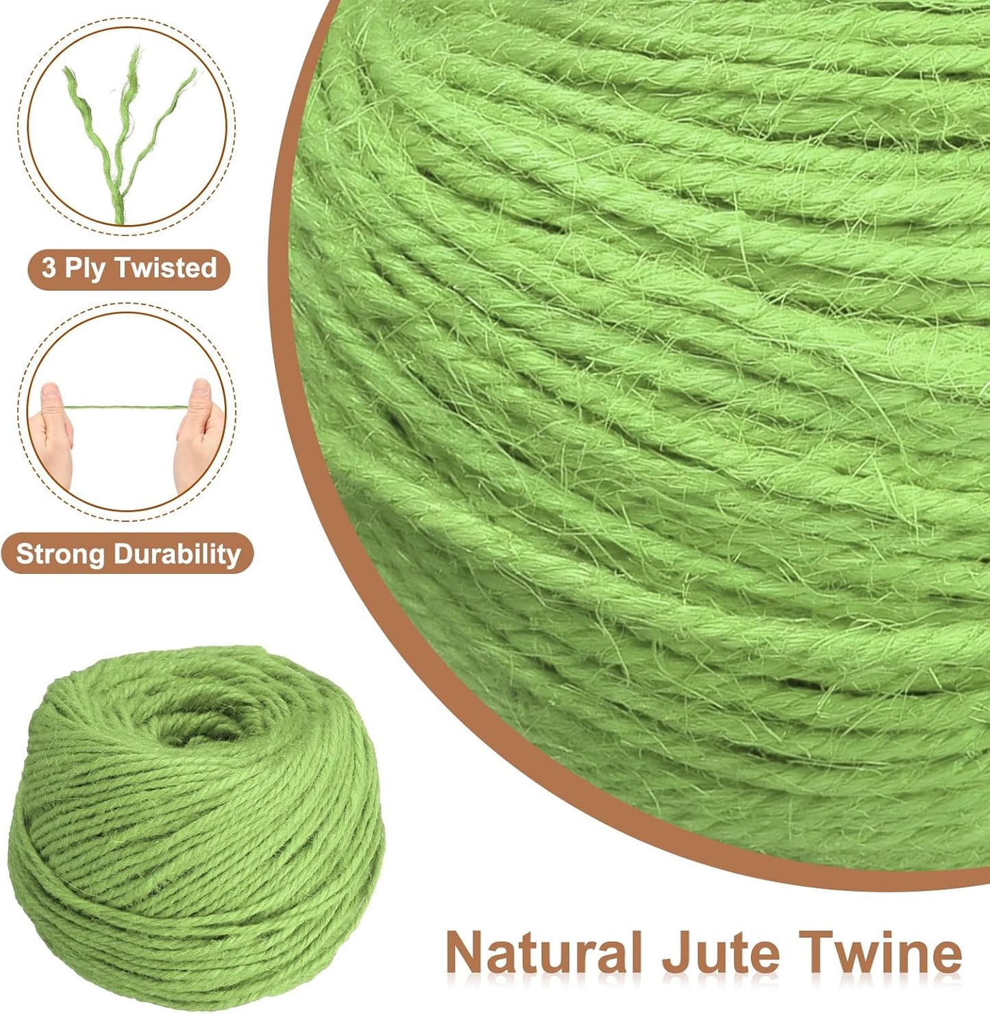 uxcell 328 Feet Natural Jute Twine String,3mm Thin Garden Twine Rope Colored Plant String Cord for DIY Art Crafts Gift Wrapping Decoration Packing Gardening Plant Hanger,Light Green