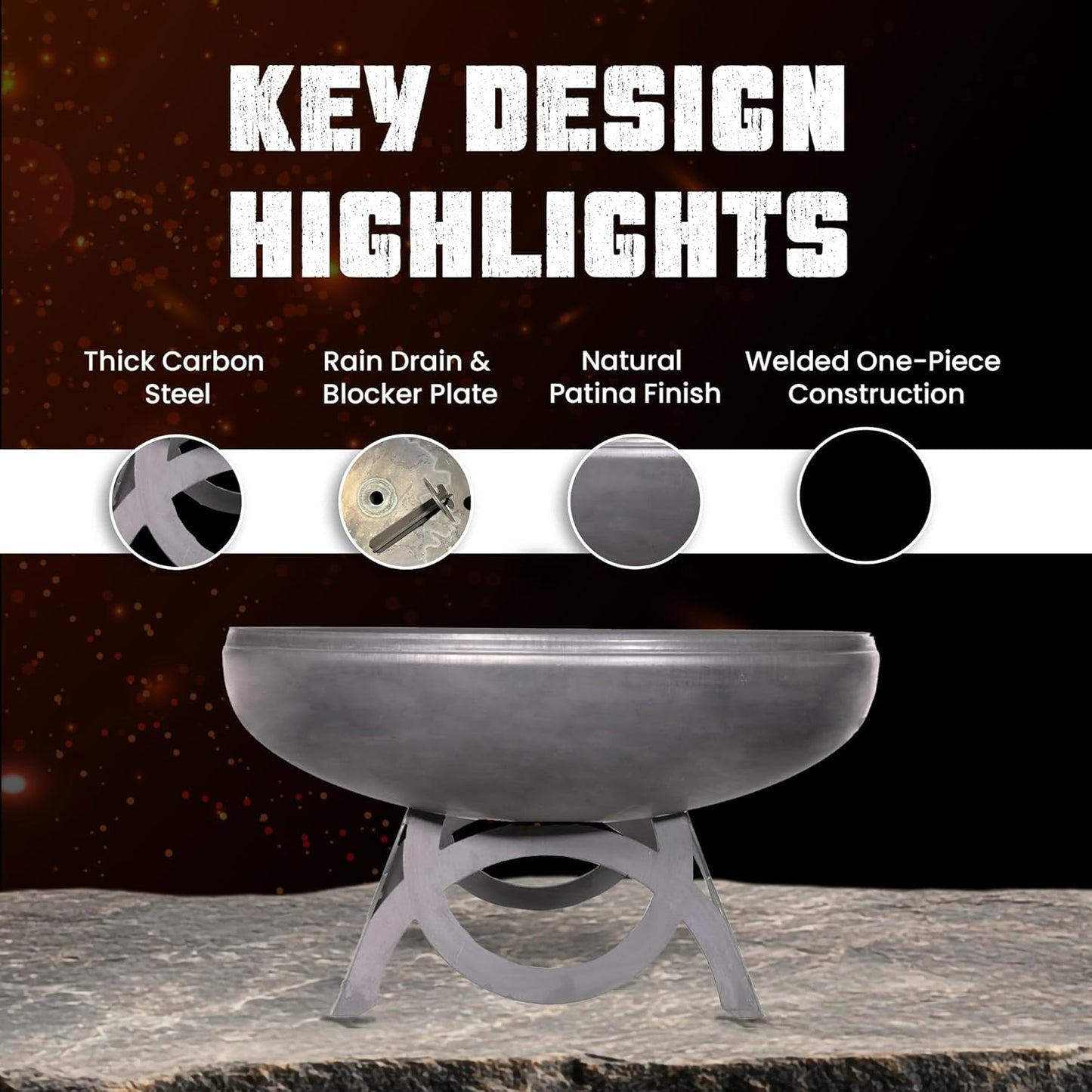 Liberty Fire Pit – Ohio Flame Wood Burning Outdoor Fire Pit - 42" Diameter with Curved Base (Made in USA)