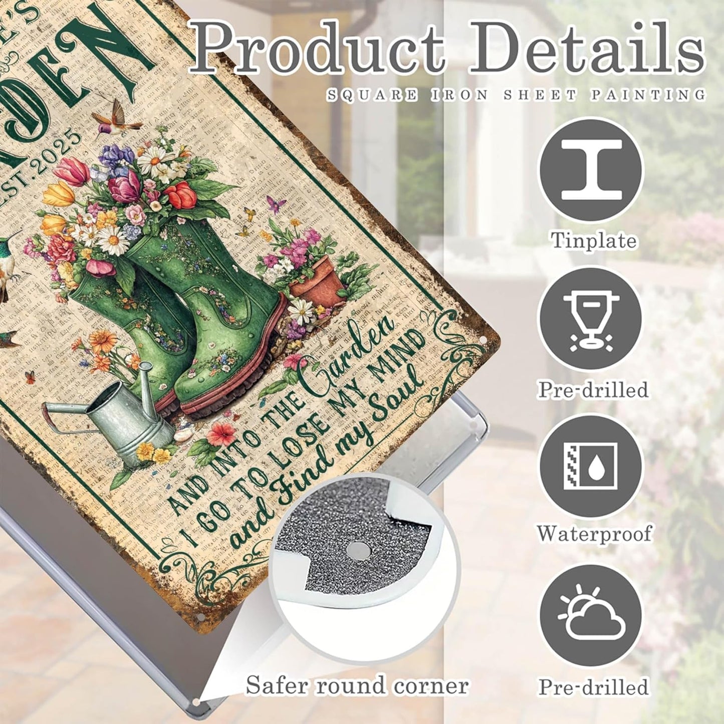 Custom Sign, Personalized Metal Signs, Customize for Office, Business, Workplace, Office, Home, Delivery Signs, Metal Sign With Your Own Image, Text,Photo, Pets, Kids Art Made in USA (Garden 05)