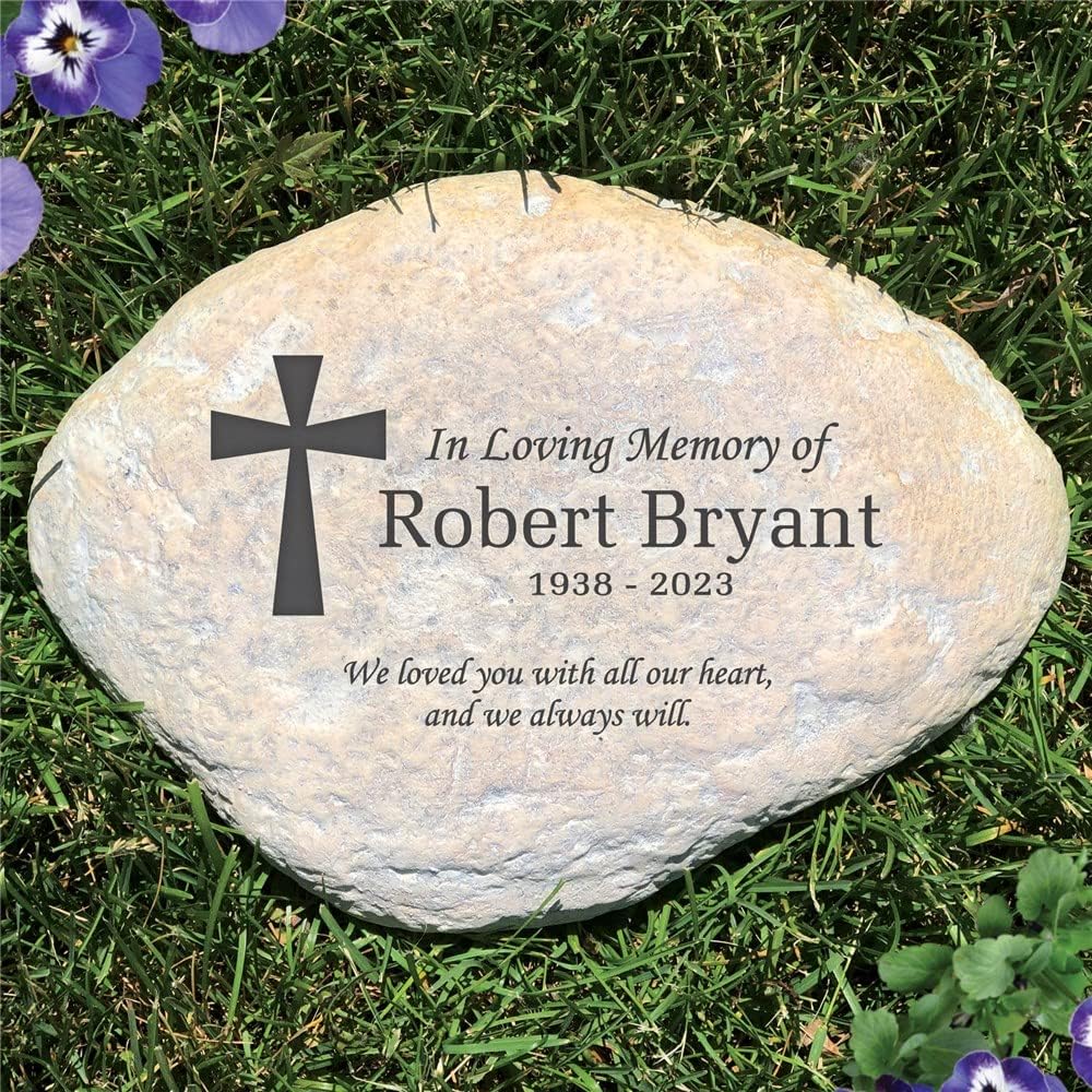 GiftsForYouNow Personalized Memorial Resin Garden Stone for Loved One, 11.5 x 8.25 x 2.5 Inches