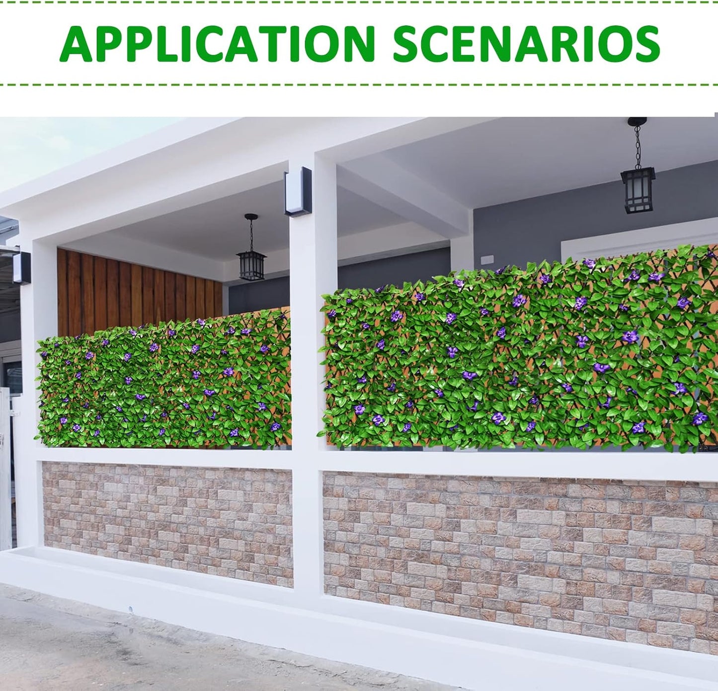 Expandable Fence Privacy Screen for Balcony Patio Outdoor,Decorative Faux Ivy Fencing Panel,Artificial Hedges (Single Sided Leaves)