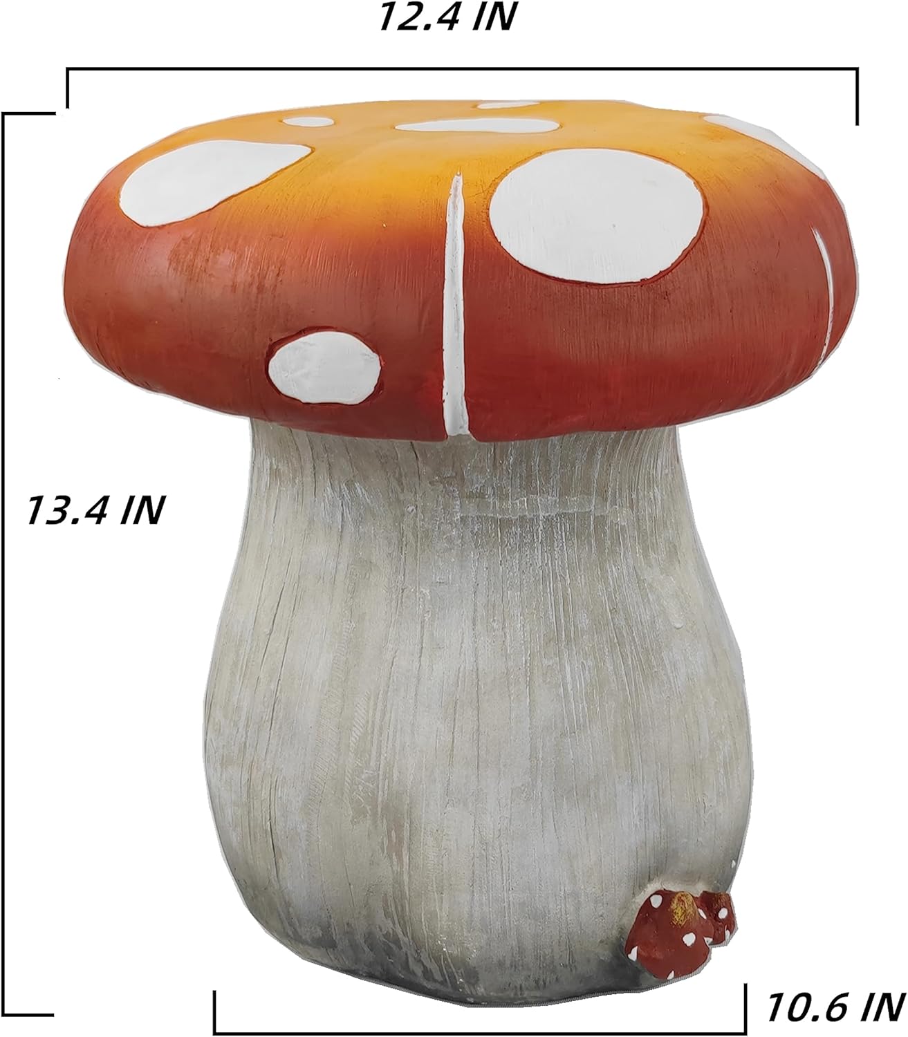 Mushroom Resin Statue Stool Over Sized Sculpture Courtyard Lawn Pond Ornament Garden Outdoor Patio Stool Decoration Red 13.3'' High