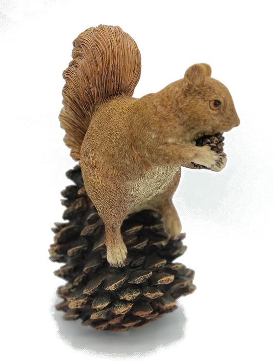 Squirrel on Pinecone Garden Statue – 6 inch Polyresin Outdoor Figurine, Weatherproof Wildlife Decor, Rustic Yard Ornament for Patio, Lawn & Home Accents