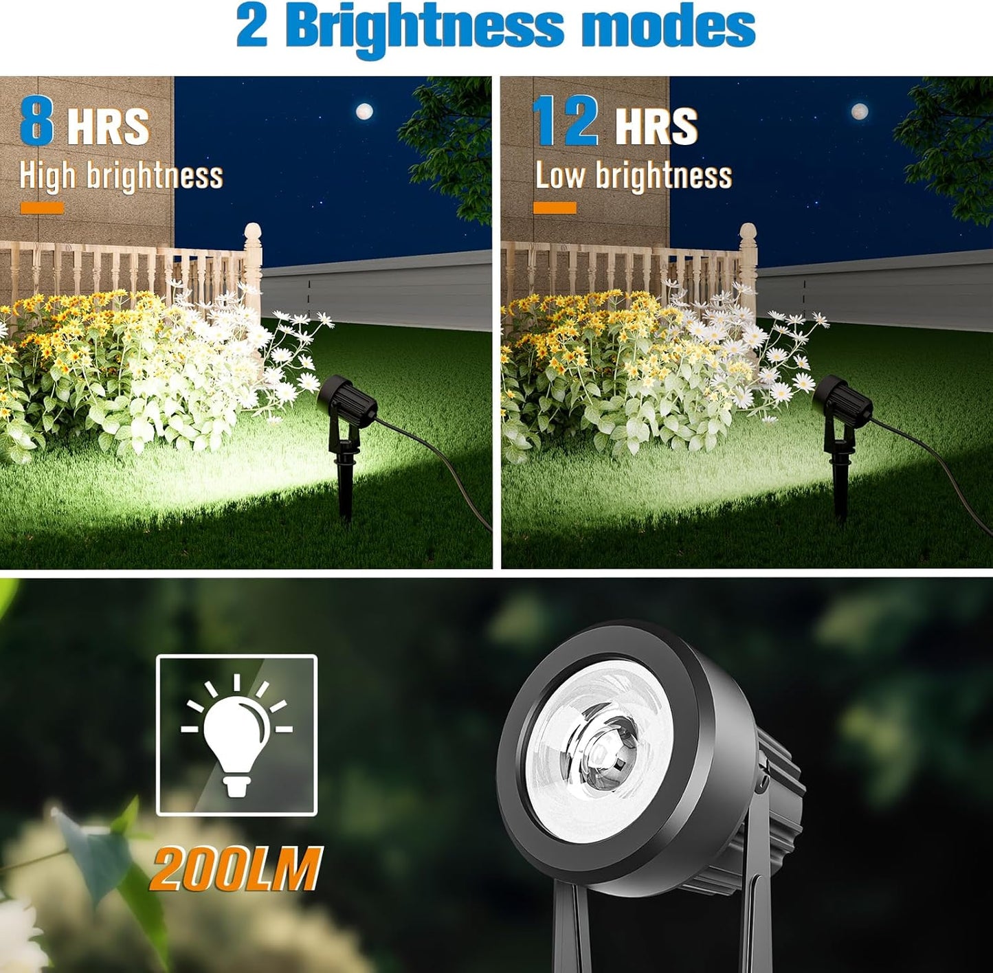 APONUO Solar Spot Lights Outdoor 6-in-1 Solar Landscape Lights Dusk to Dawn Solar Uplights IP65 Waterproof 9.8ft Cable Outdoor Spot Lights for Yard Pathway Garden Tree Decoration (Cool White)